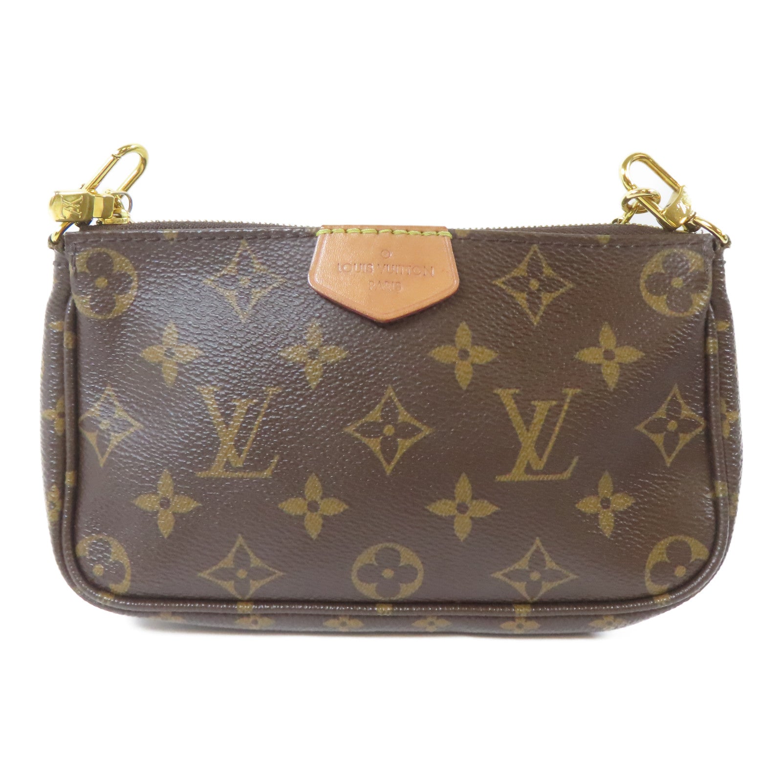 LOUIS VUITTON Monogram Multi Pochette Accessoires金扣手挽肩背兩用袋啡色/綠色