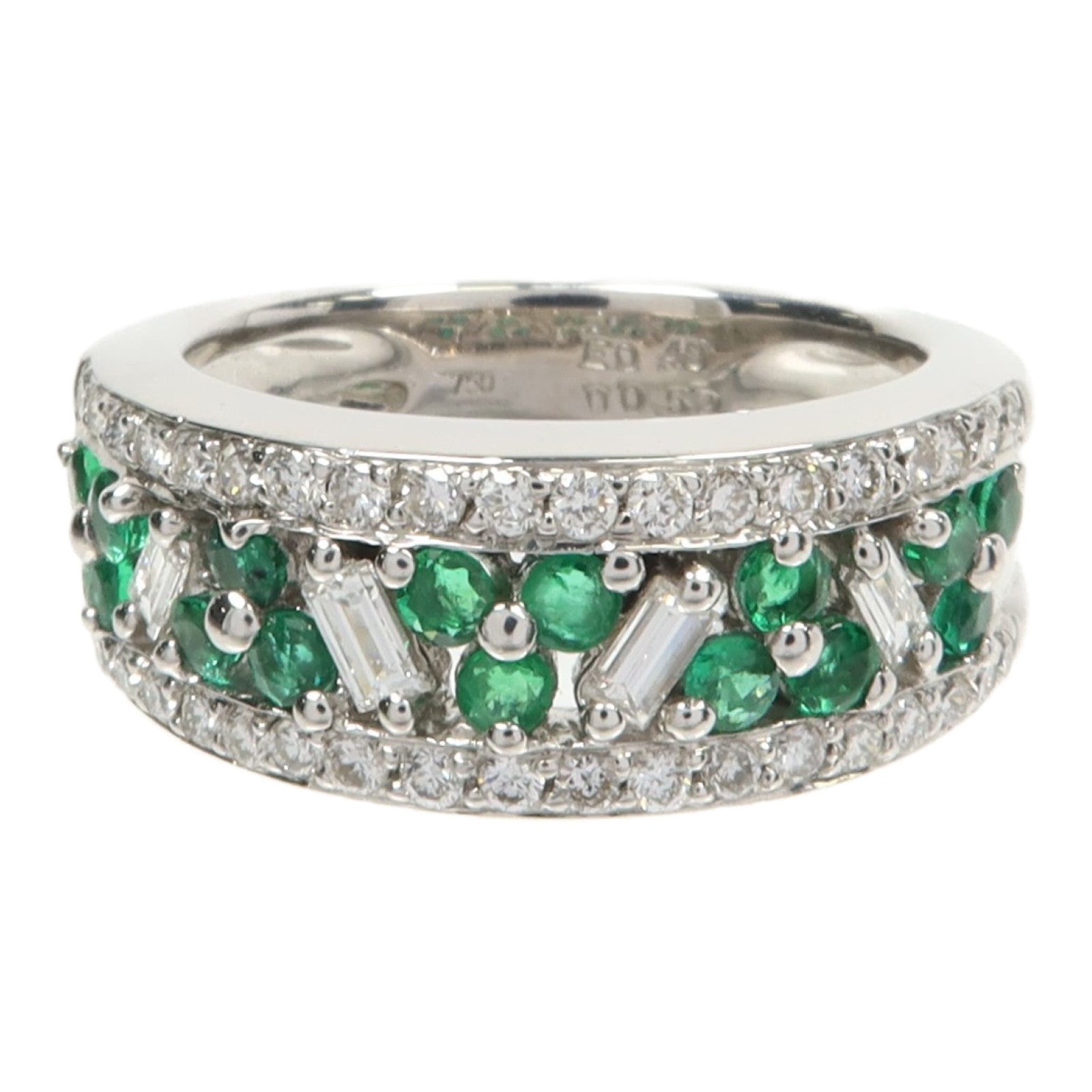 JEWELRY 18K白金Emerald Diamond Ring綠寶石/鑽石戒指US#6