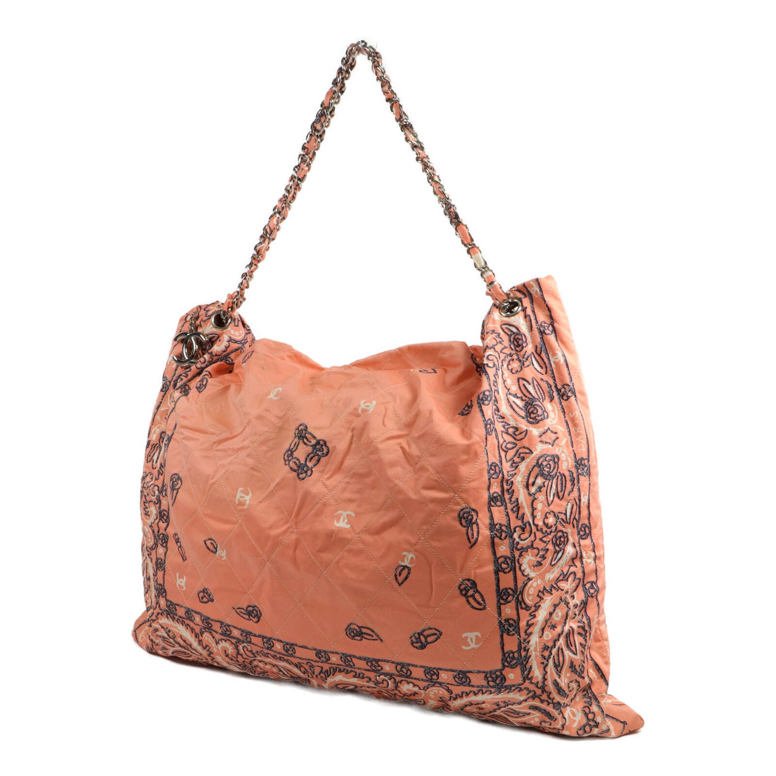 CHANEL 帆布Bandana XL鏈帶肩背袋