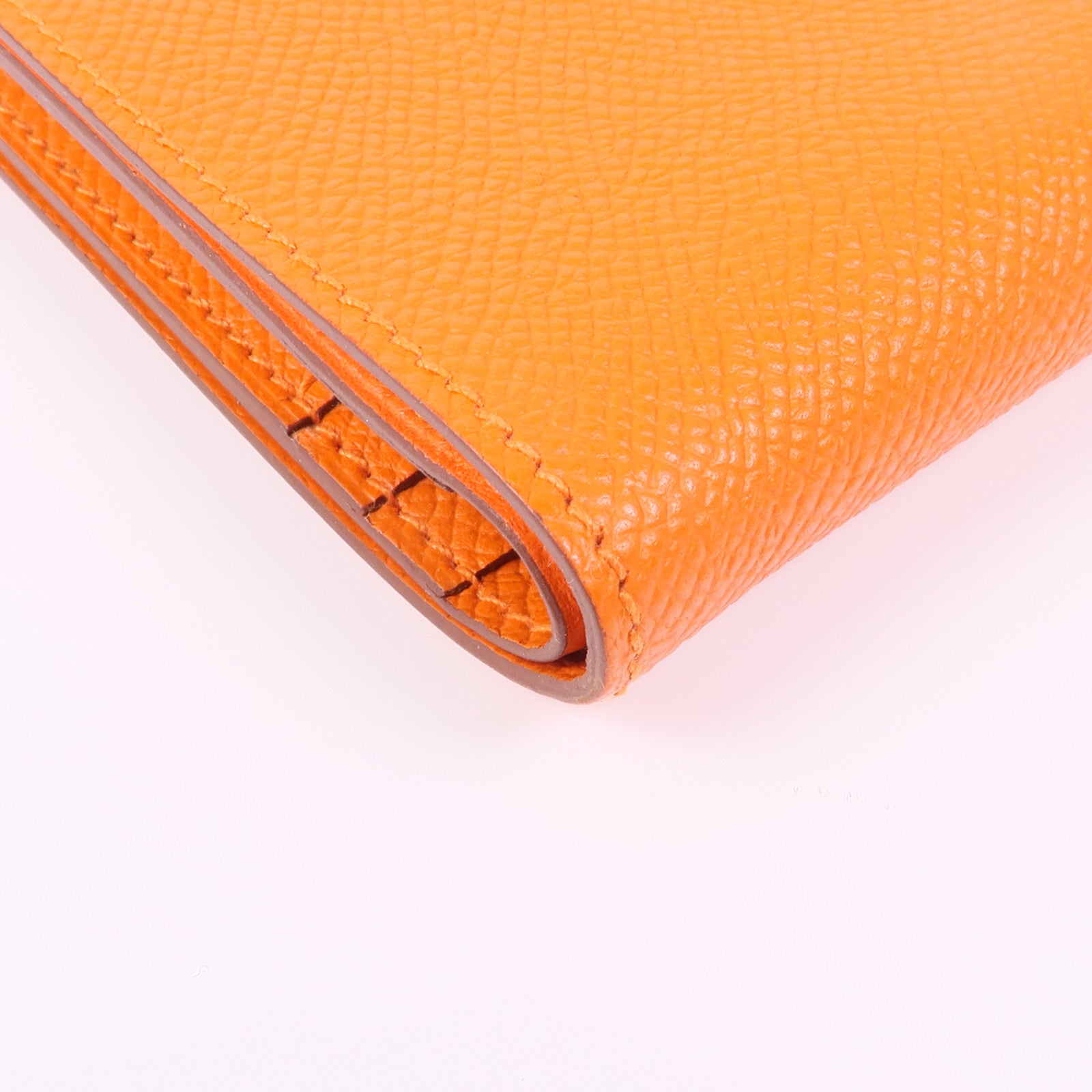 HERMES Epsom皮革Bearn Wallet金扣錢包Orange
