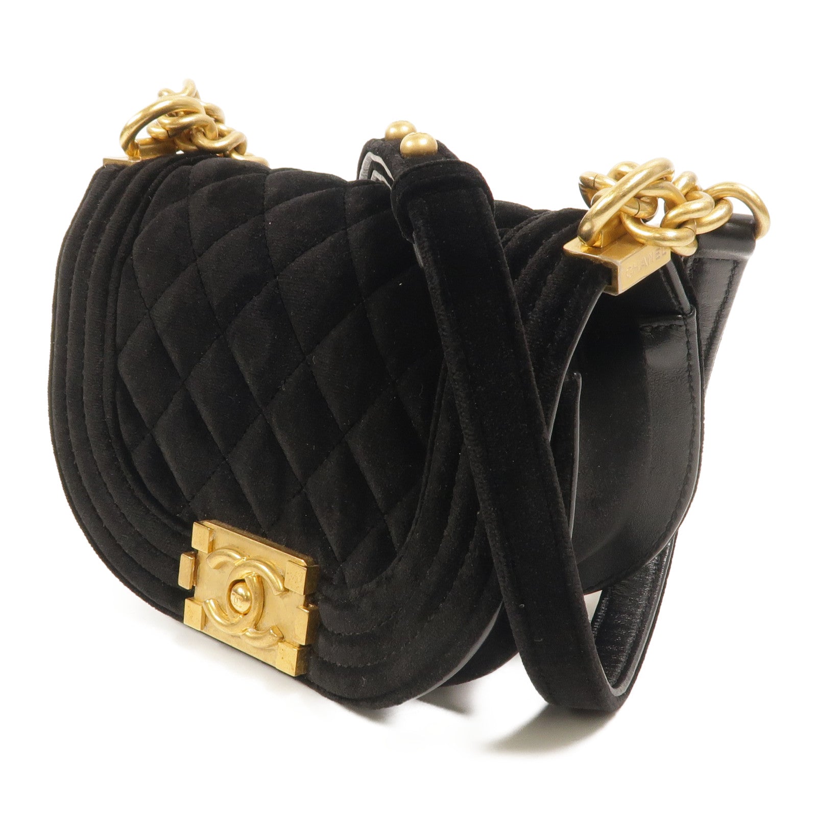 CHANEL 天鵝絨Mini Velvet Boy Messenger Bag鏈帶肩背袋