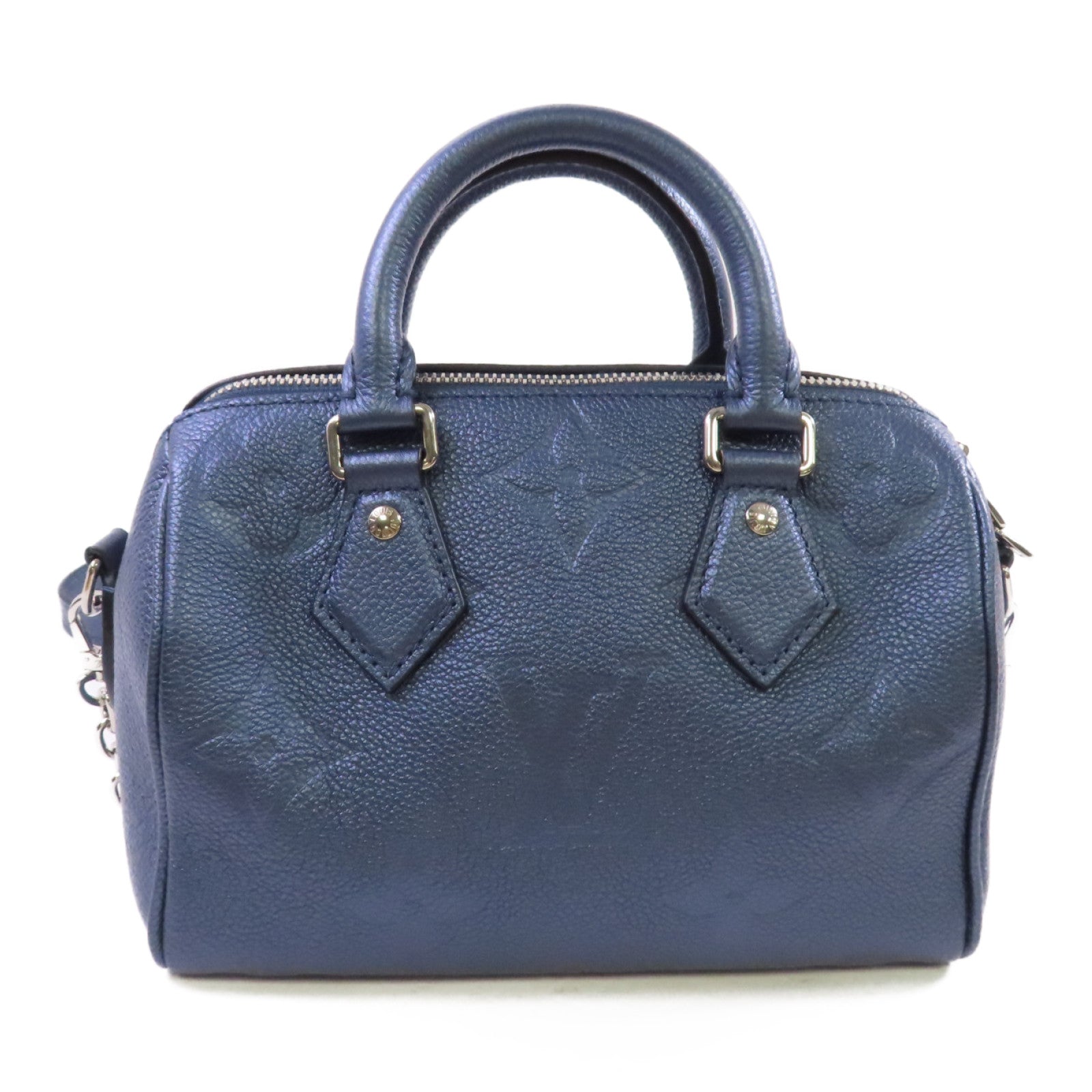 LOUIS VUITTON Monogram Empreinte Speedy Bandouliere 20 2way Shoulder Bag銀扣手挽肩背兩用袋藍色