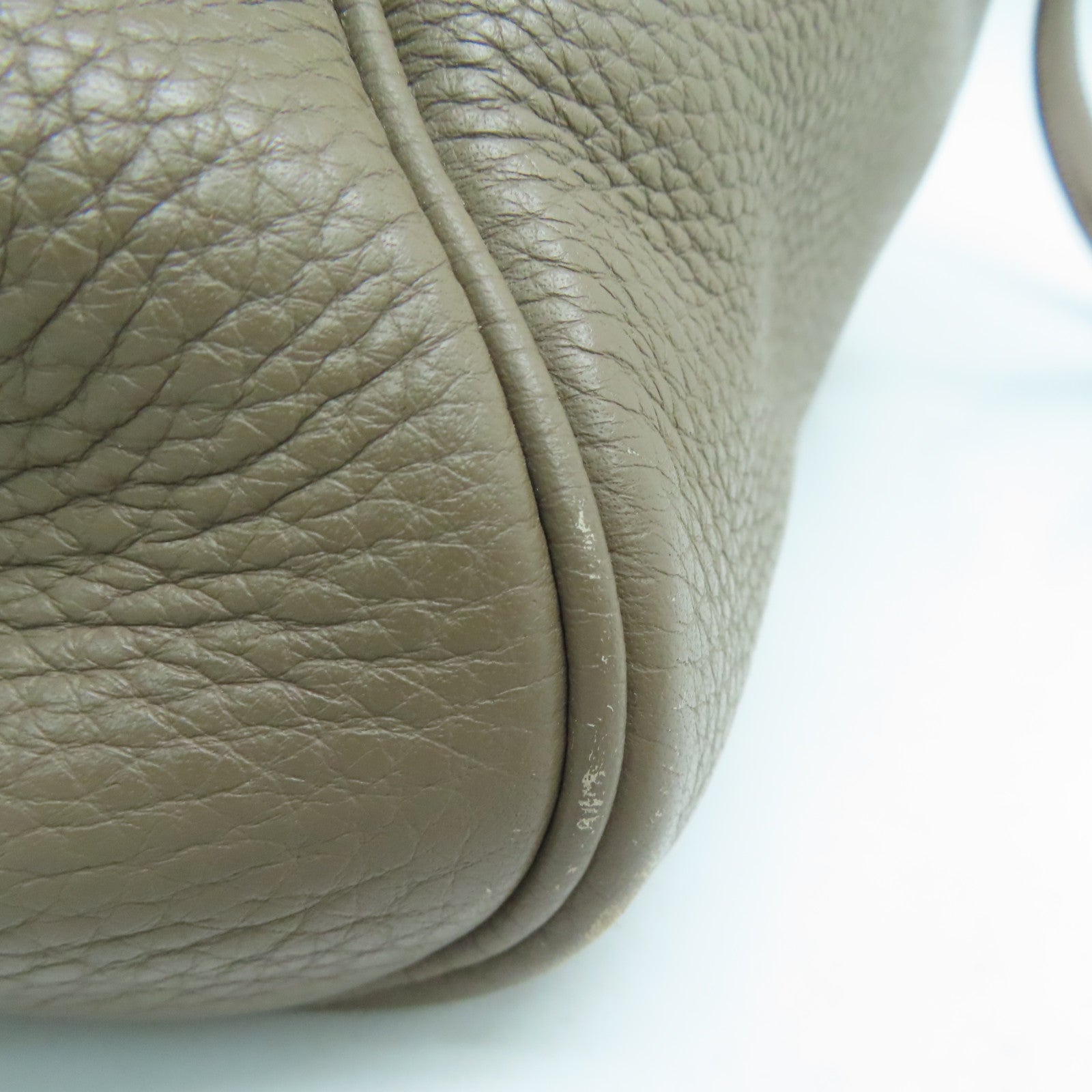 HERMES Clemence Leather Victolia Hand Bag Silver Buckle Hand Bag Elephant Gray