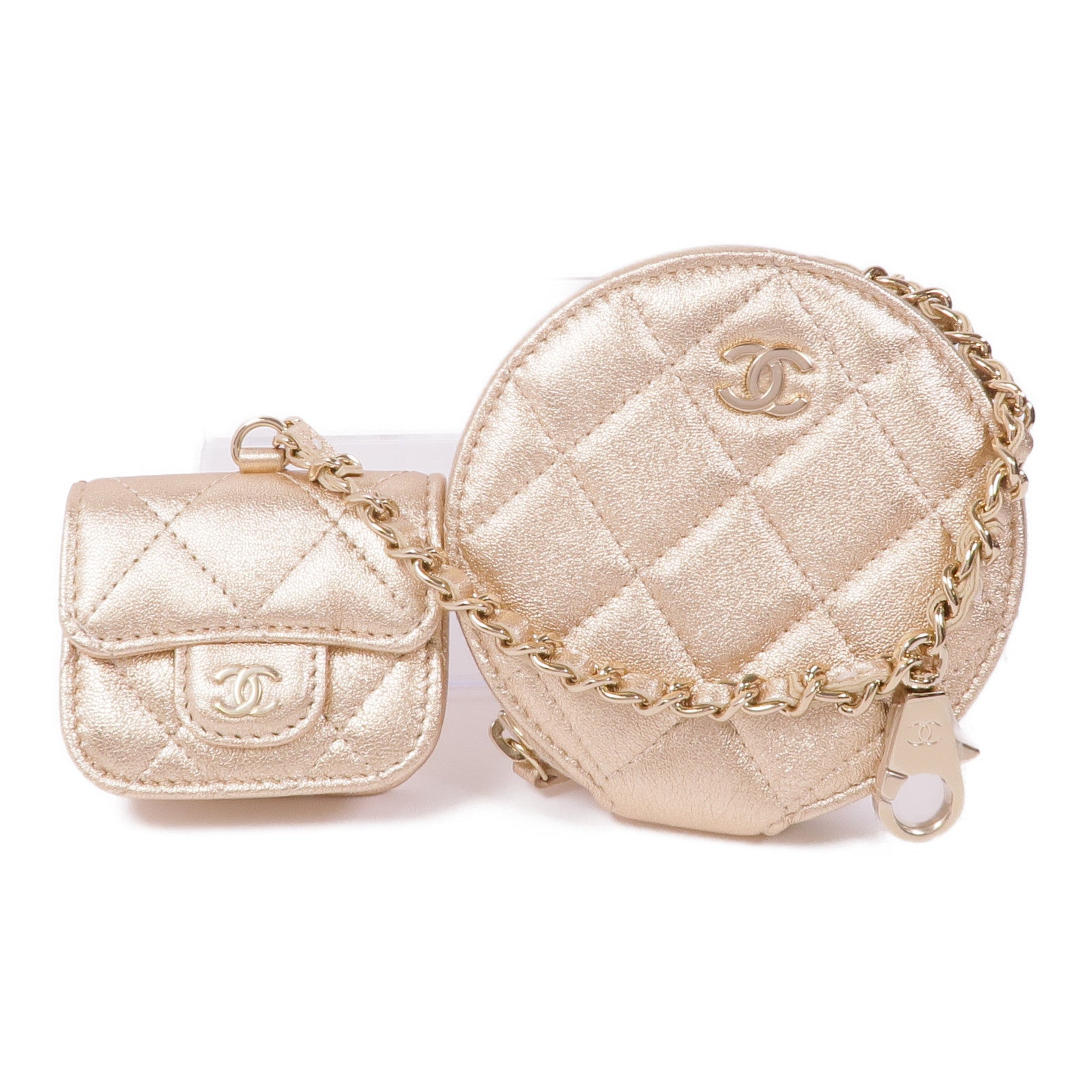 CHANEL 羊皮皮革Coin Purse and Airpods Pouch金扣零錢包/耳機套金扣零錢包