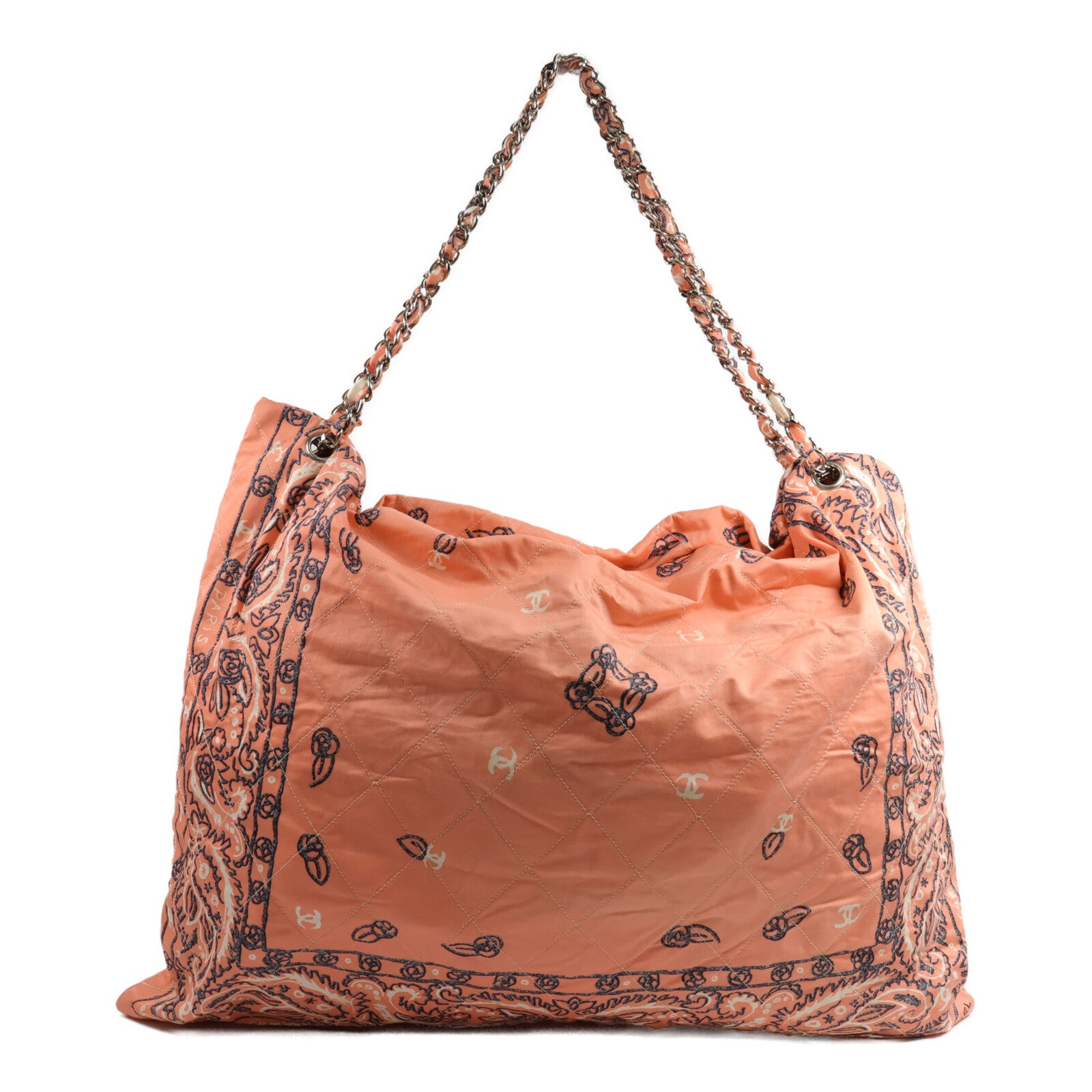 CHANEL 帆布Bandana XL鏈帶肩背袋