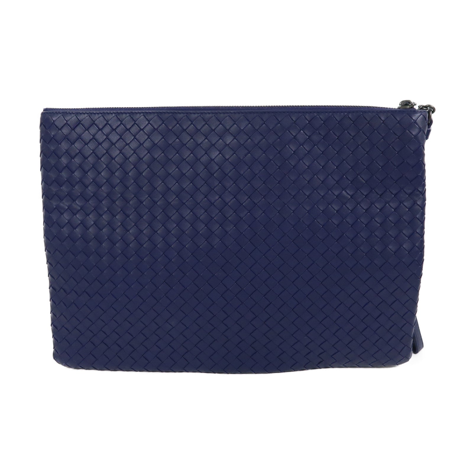 BOTTEGA VENETA 牛皮皮革Clutch Bag銀扣手拿包藍色