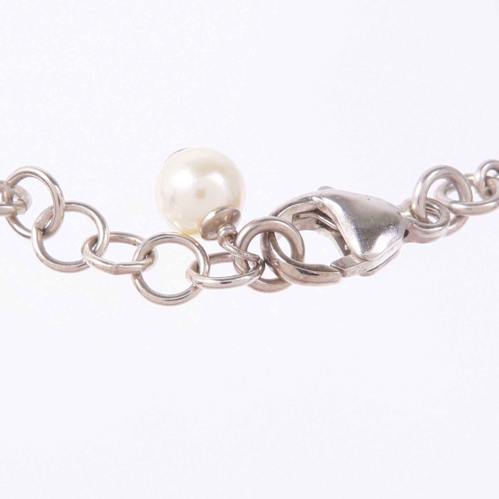 CHANEL CC Bracelet Metal PVC White Silver