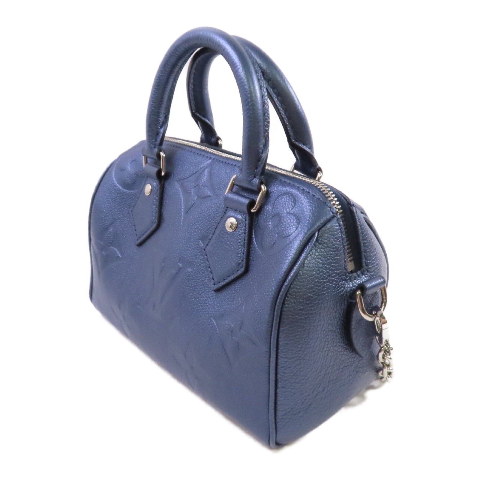 LOUIS VUITTON Monogram Empreinte Speedy Bandouliere 20 2way Shoulder Bag銀扣手挽肩背兩用袋藍色