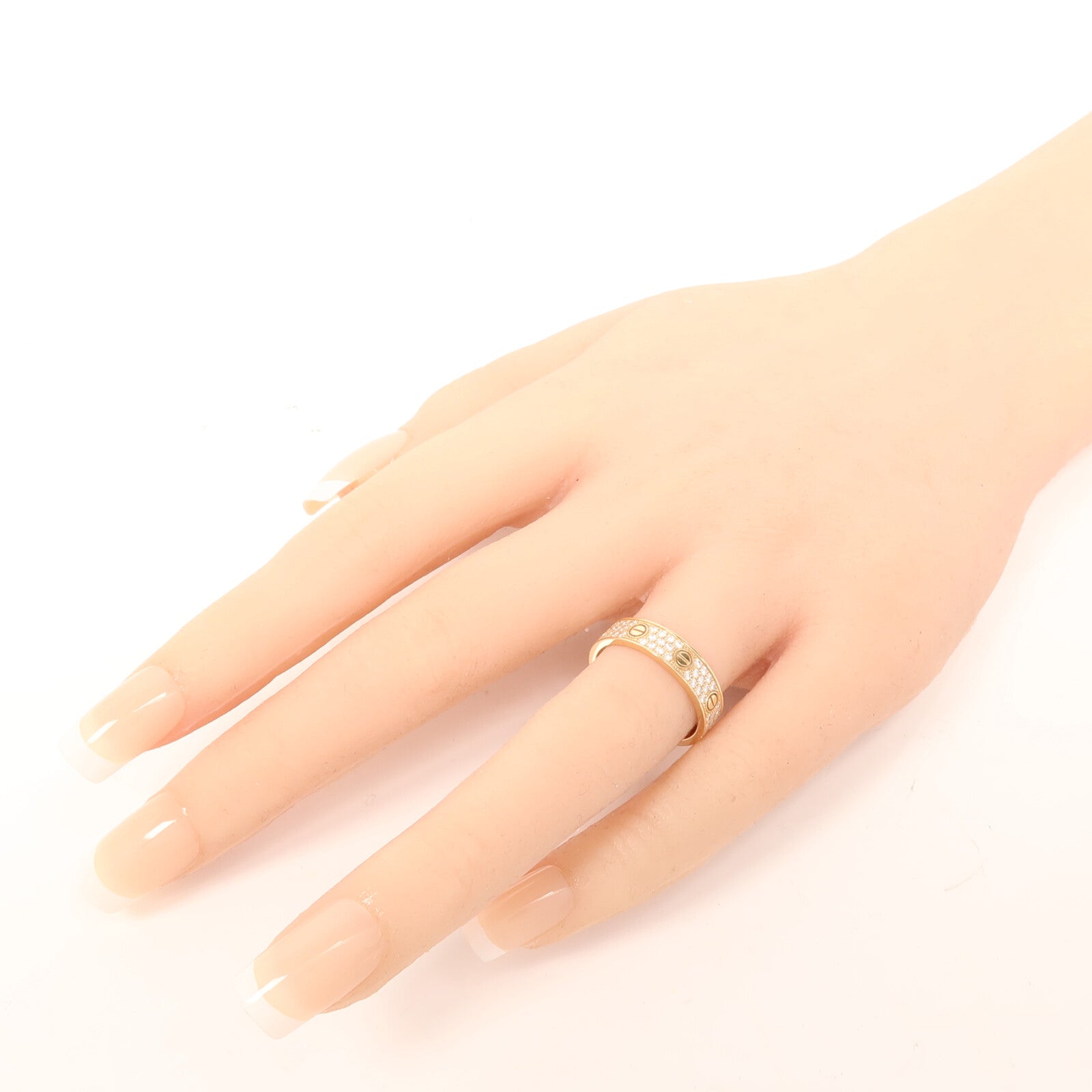 CARTIER 18K玫瑰金Love Ring Full Diamond鑽石戒指Cartier#54/US#6.75
