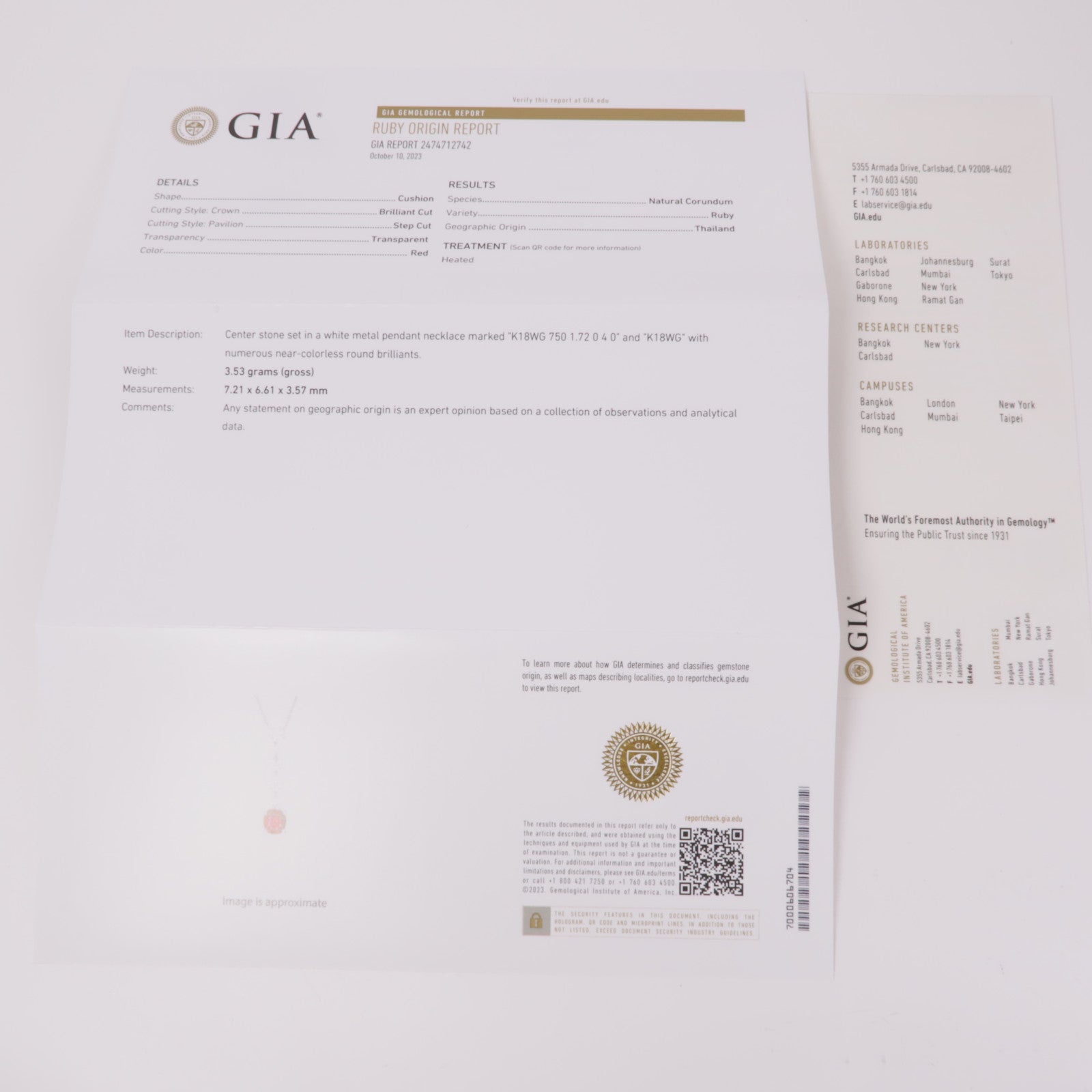 JEWELRY Ruby Diamond Necklace 18K White Gold