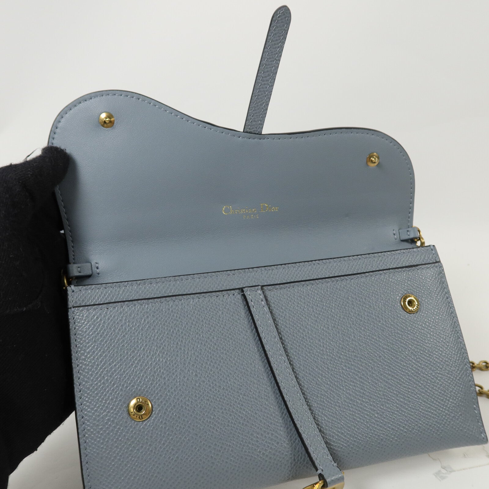 Dior 牛皮皮革Saddlie Wallet On Chain鏈帶肩背袋