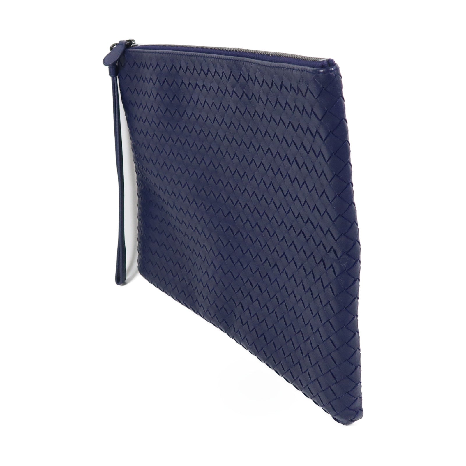BOTTEGA VENETA 牛皮皮革Clutch Bag銀扣手拿包藍色