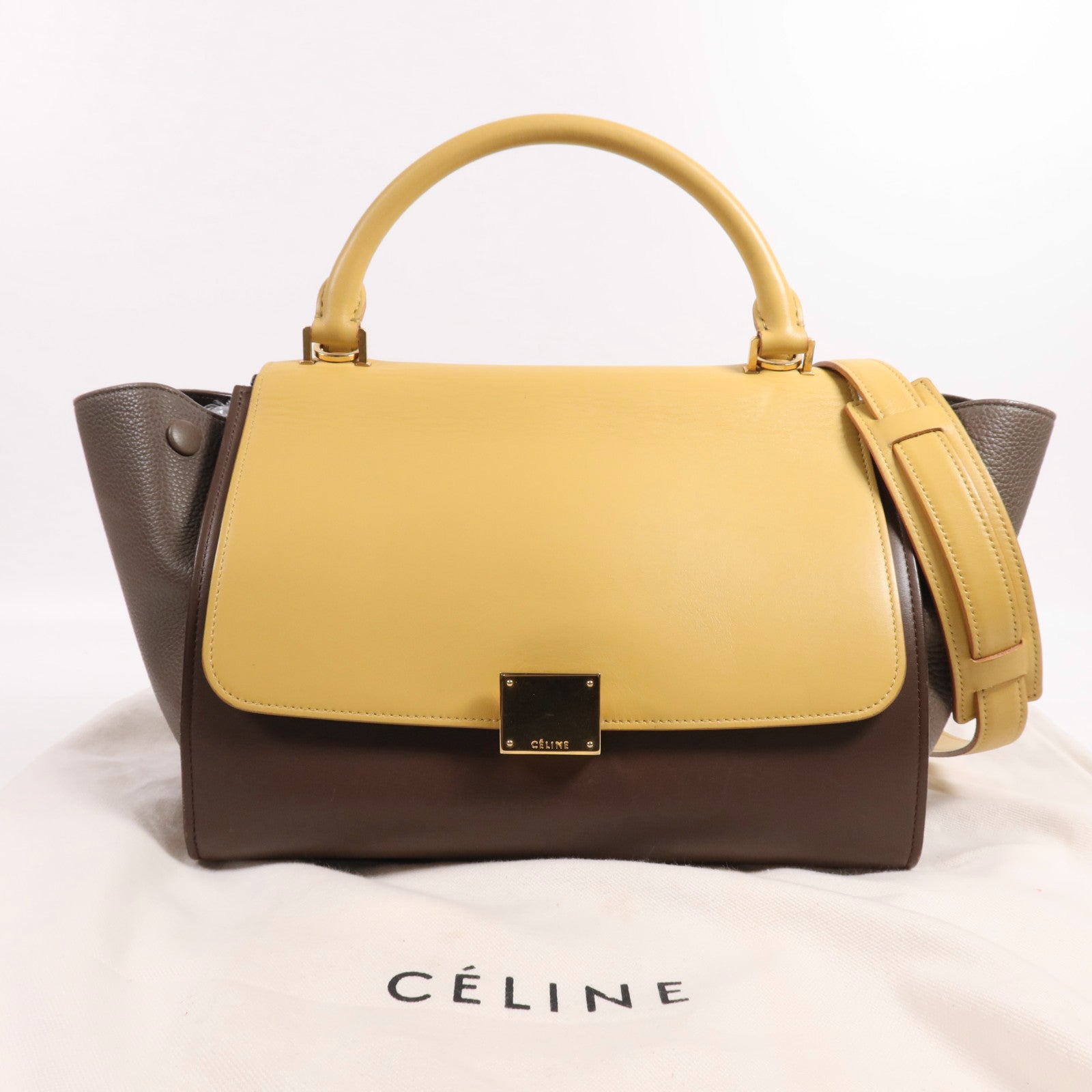 CELINE 牛皮皮革Trapeze Small金扣手挽肩背兩用袋