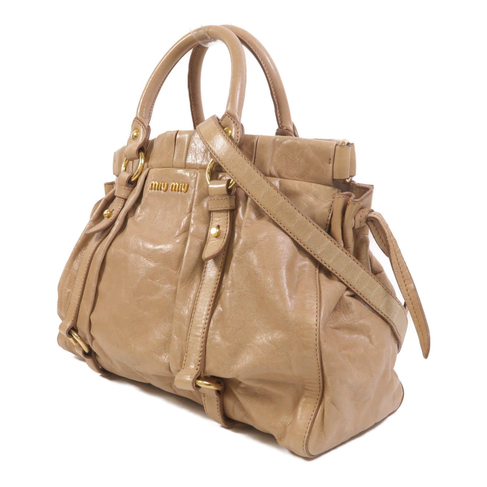 Miu Miu 牛皮皮革2 Way Shoulder金扣手挽肩背兩用袋