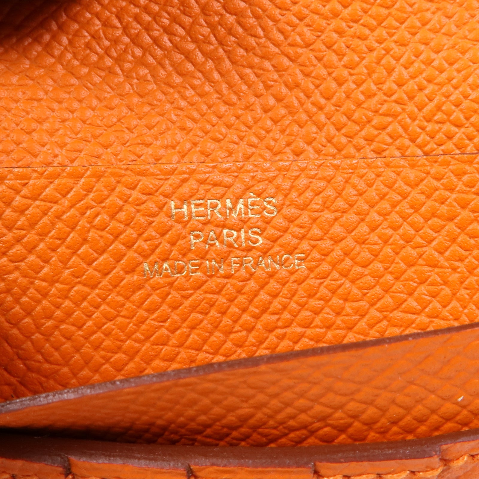 HERMES Epsom皮革Bearn Wallet金扣錢包Orange
