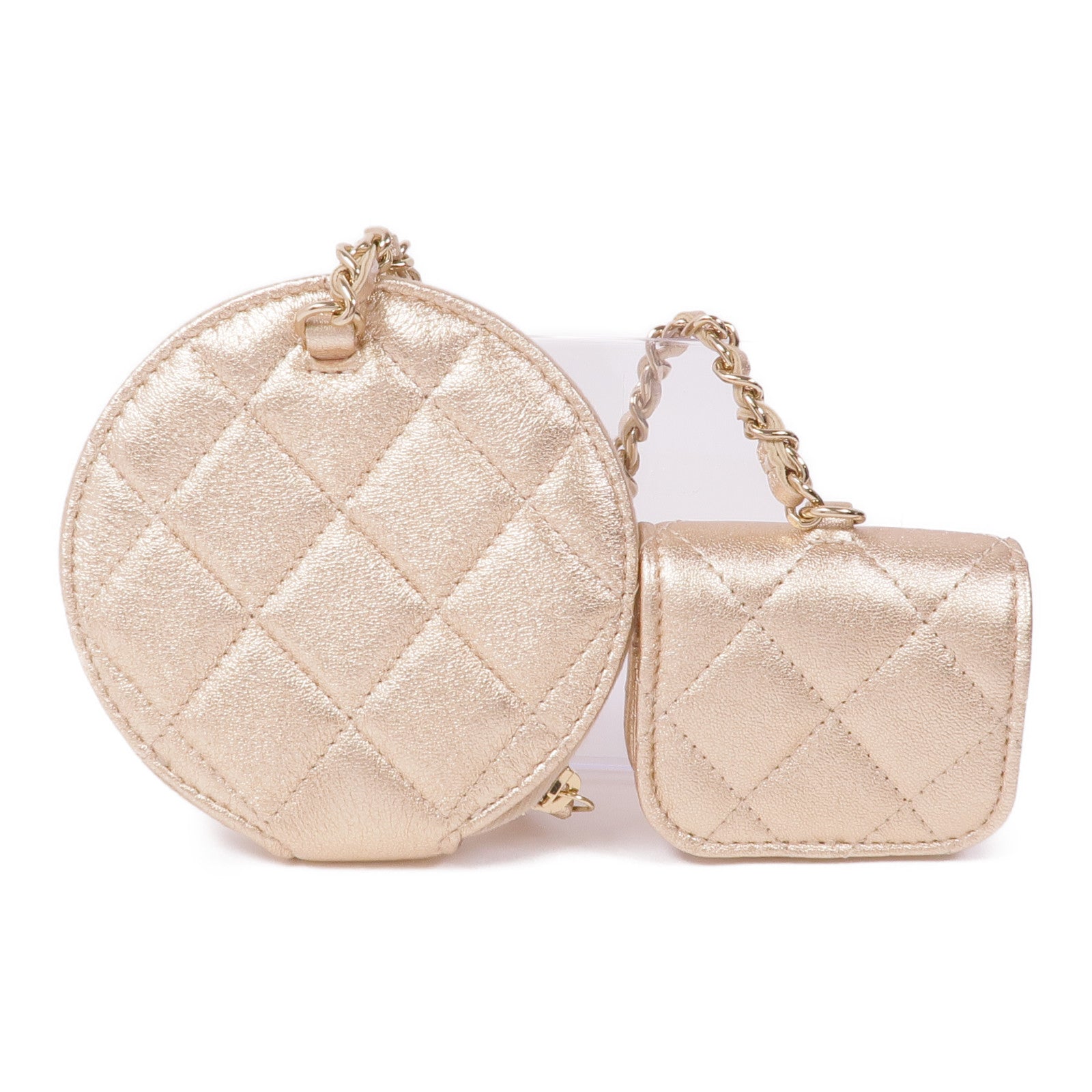 CHANEL 羊皮皮革Coin Purse and Airpods Pouch金扣零錢包/耳機套金扣零錢包