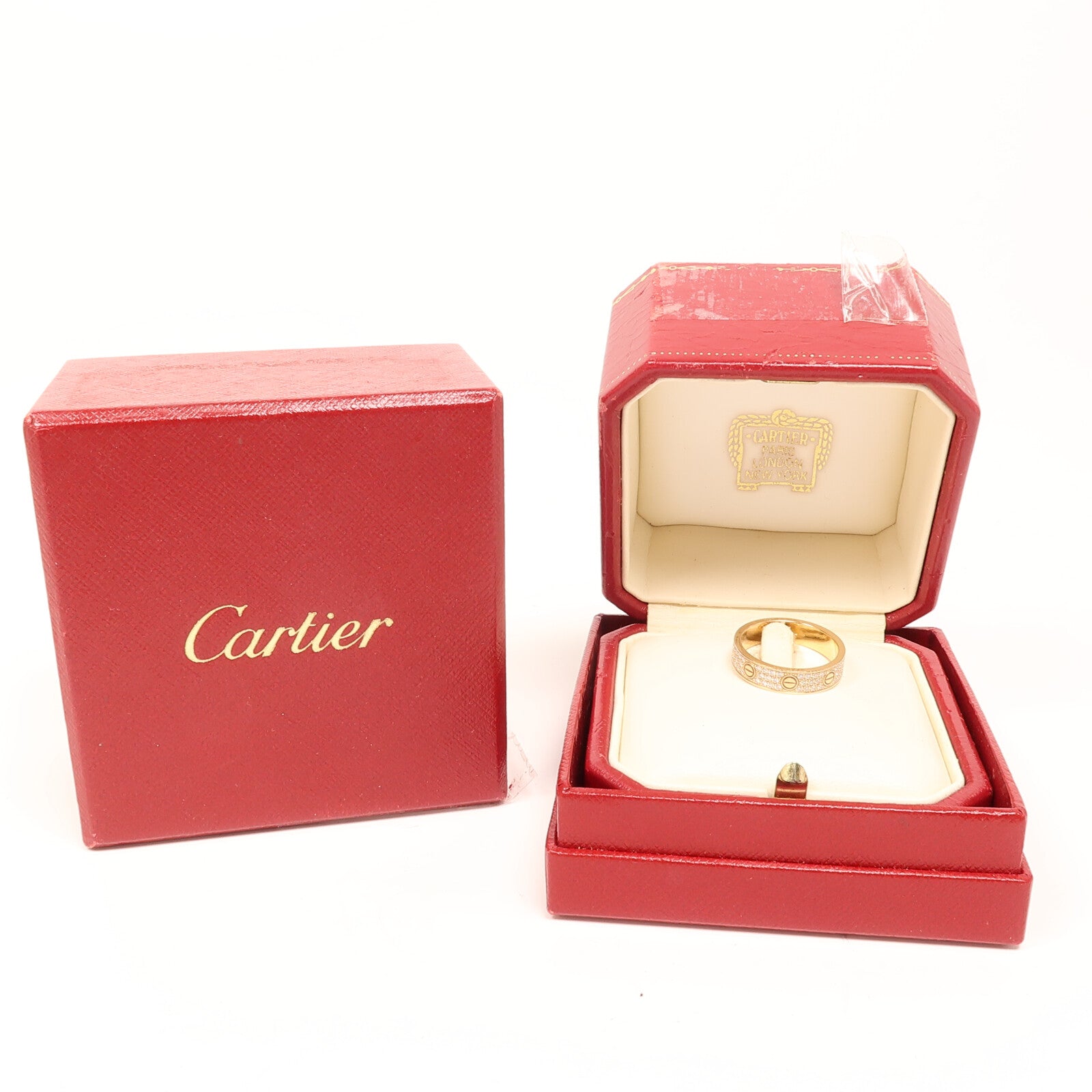 CARTIER 18K玫瑰金Love Ring Full Diamond鑽石戒指Cartier#54/US#6.75