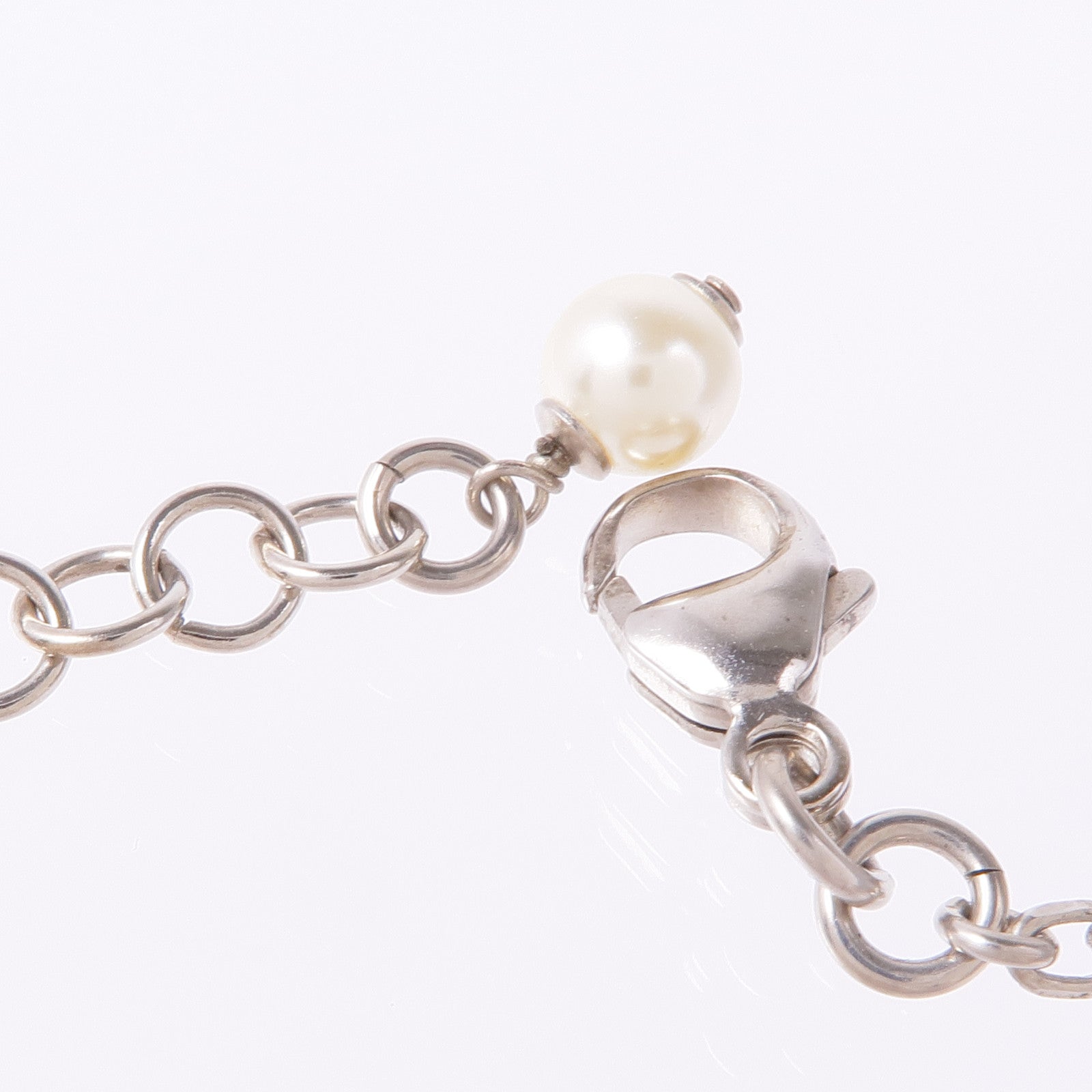 CHANEL CC Bracelet Metal PVC White Silver