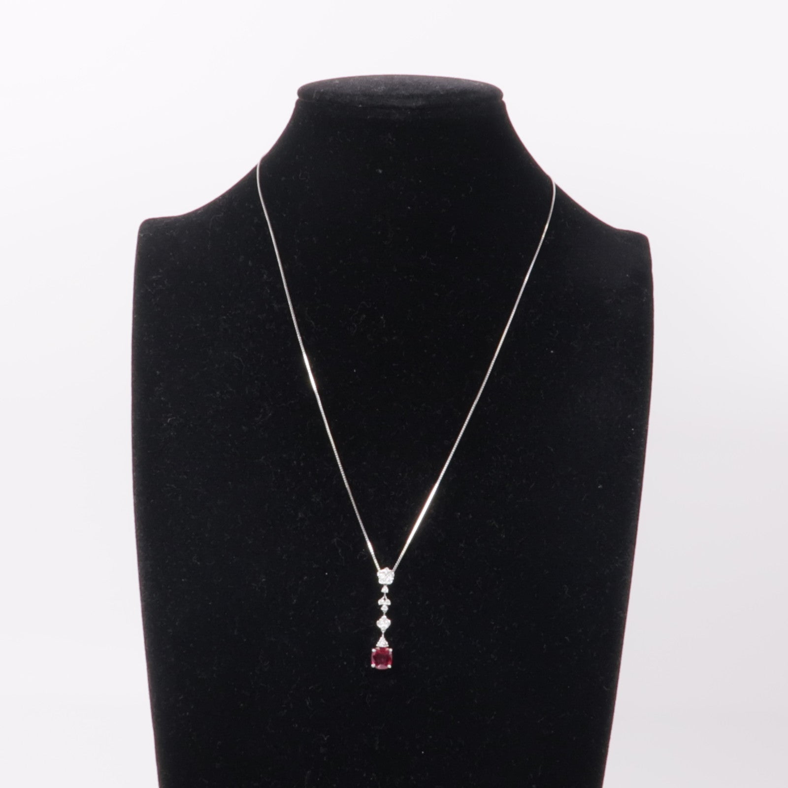 JEWELRY Ruby Diamond Necklace 18K White Gold