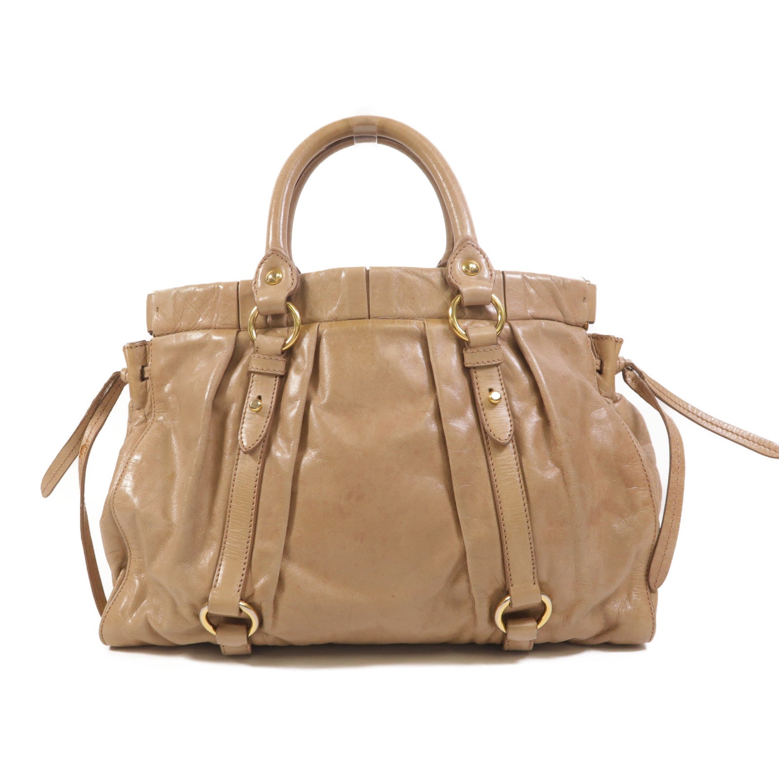 Miu Miu 牛皮皮革2 Way Shoulder金扣手挽肩背兩用袋