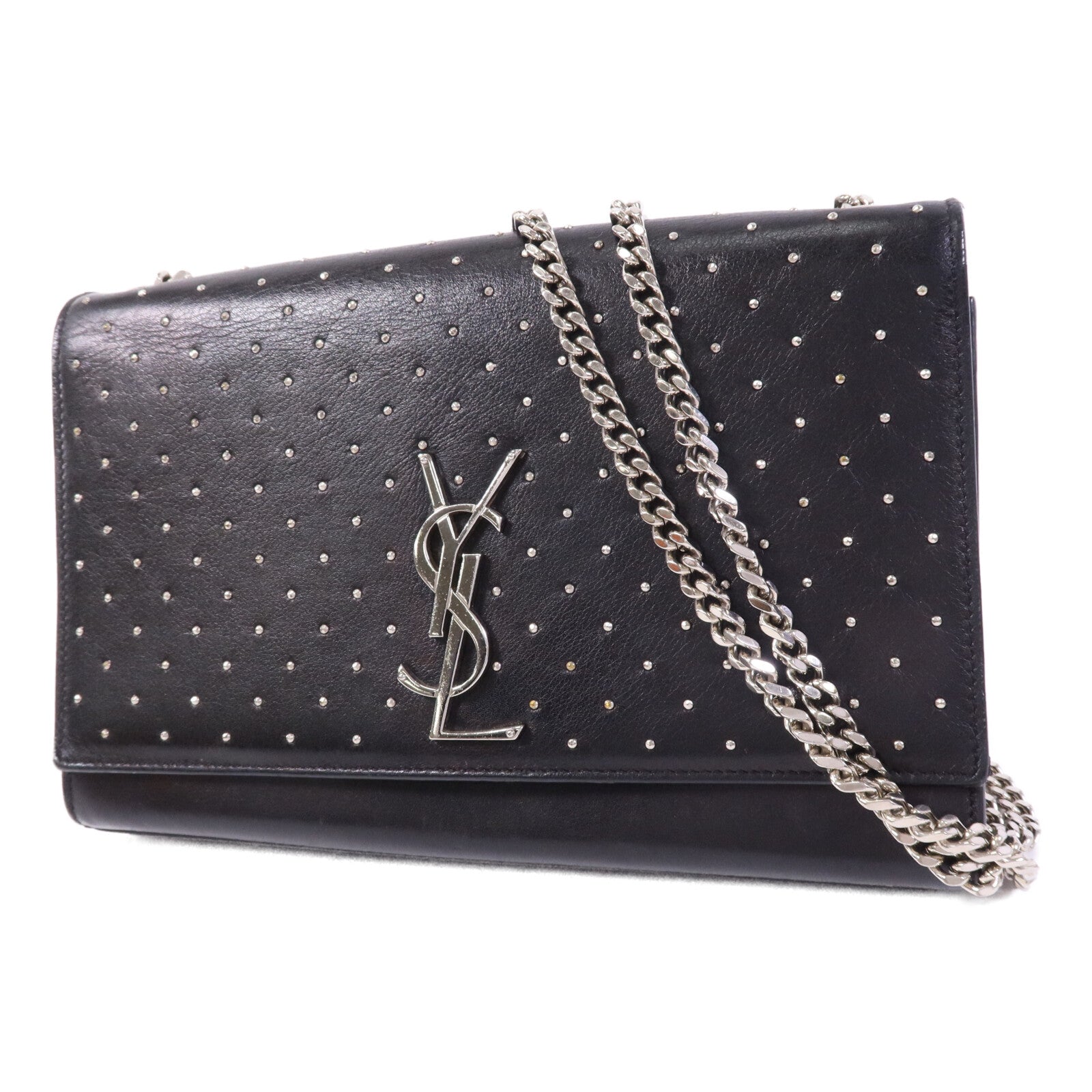 SAINT LAURENT 牛皮皮革Chain Shoulder Bag銀扣鏈帶肩背袋