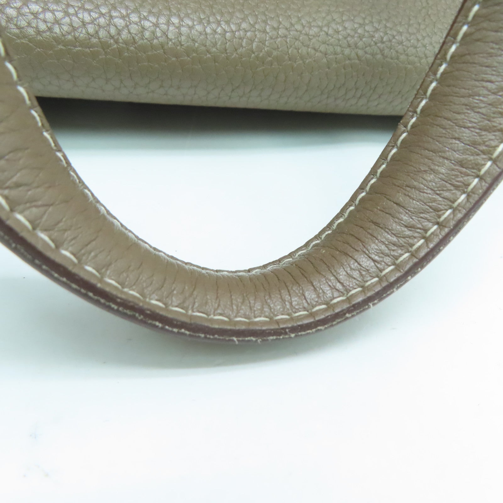 HERMES Clemence Leather Victolia Hand Bag Silver Buckle Hand Bag Elephant Gray