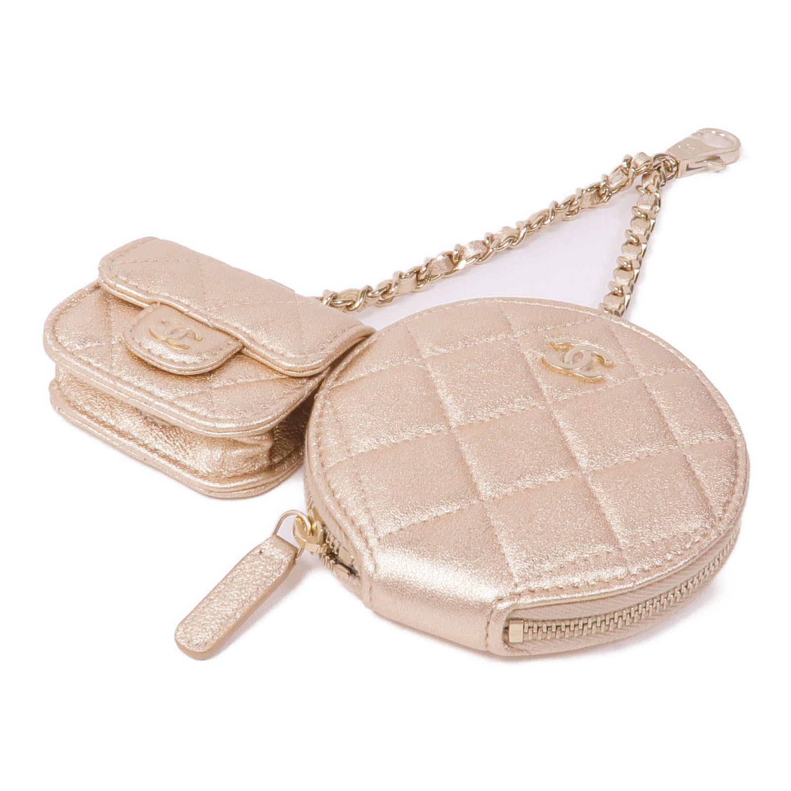 CHANEL 羊皮皮革Coin Purse and Airpods Pouch金扣零錢包/耳機套金扣零錢包