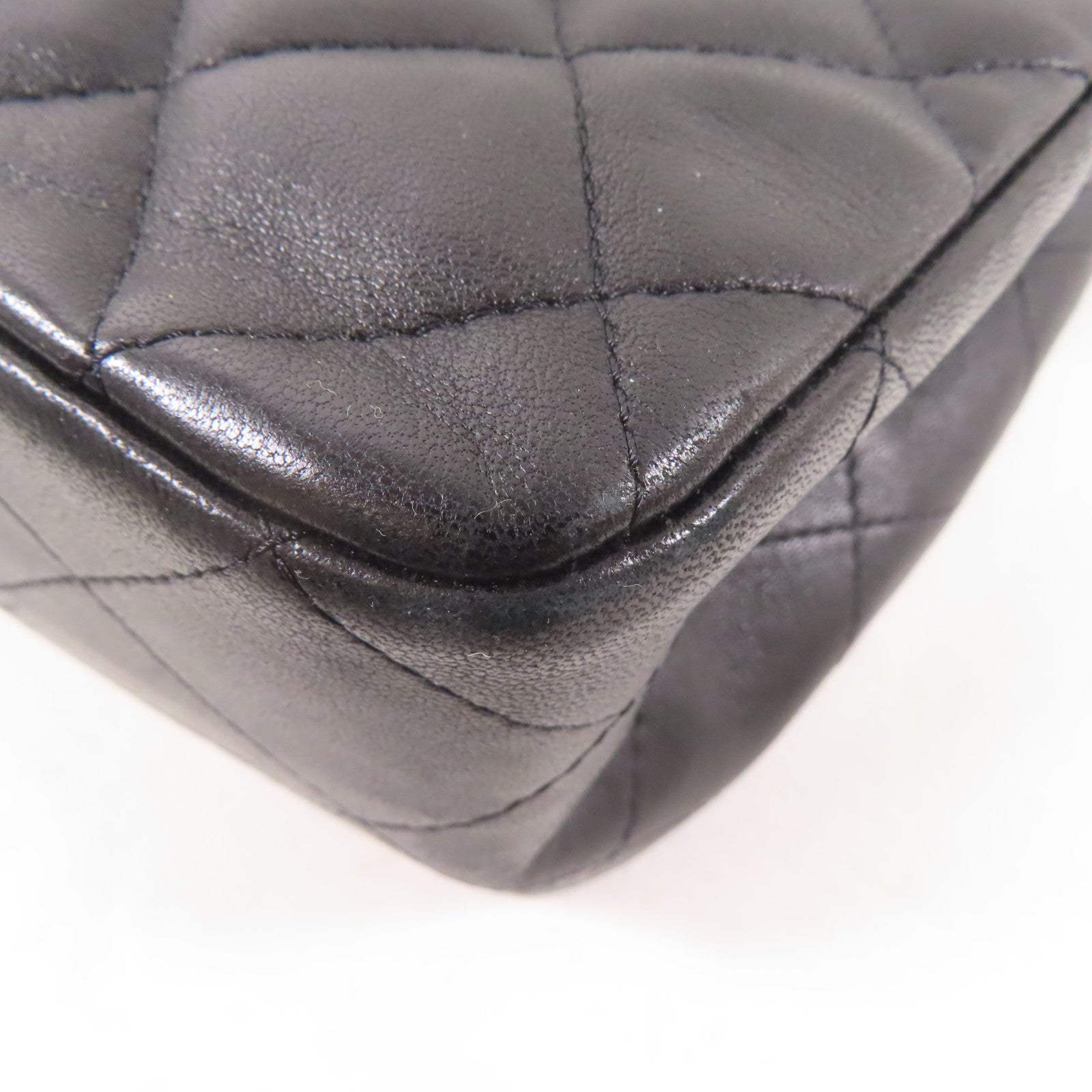CHANEL 羊皮皮革Large Classic銀扣鏈帶肩背袋黑色