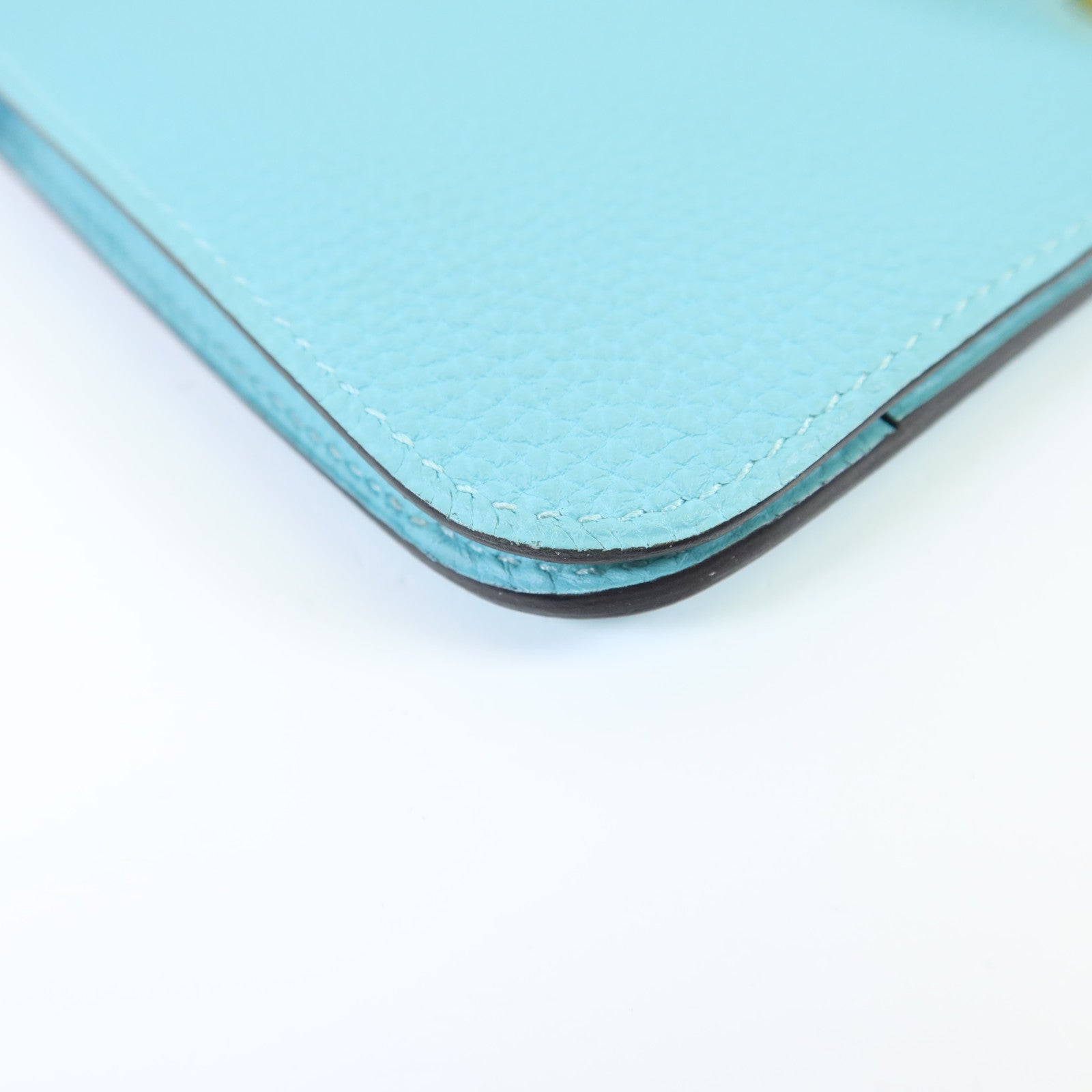 HERMES Clemence皮革Dogon GM金扣長錢包Bleu Atoll