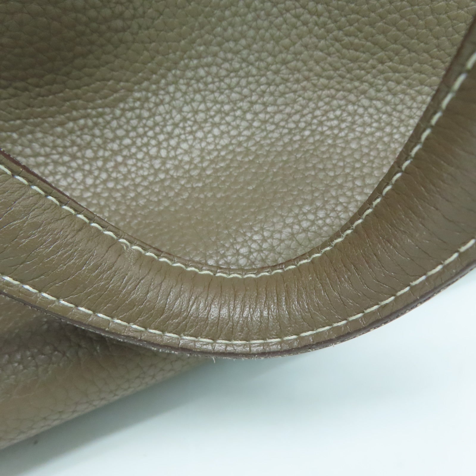 HERMES Clemence Leather Victolia Hand Bag Silver Buckle Hand Bag Elephant Gray