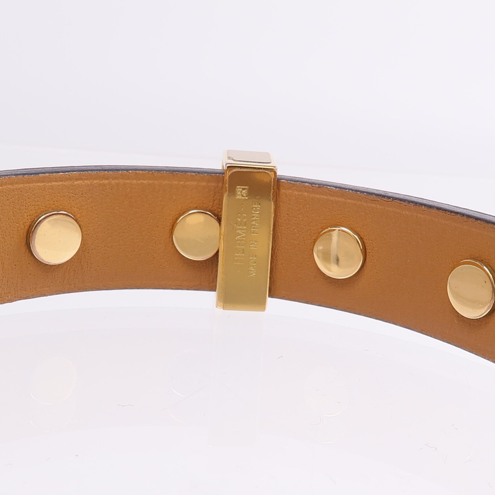 HERMES Swift皮革Mini Dog Clous Ronds Bracelet手鏈Vert Cypress