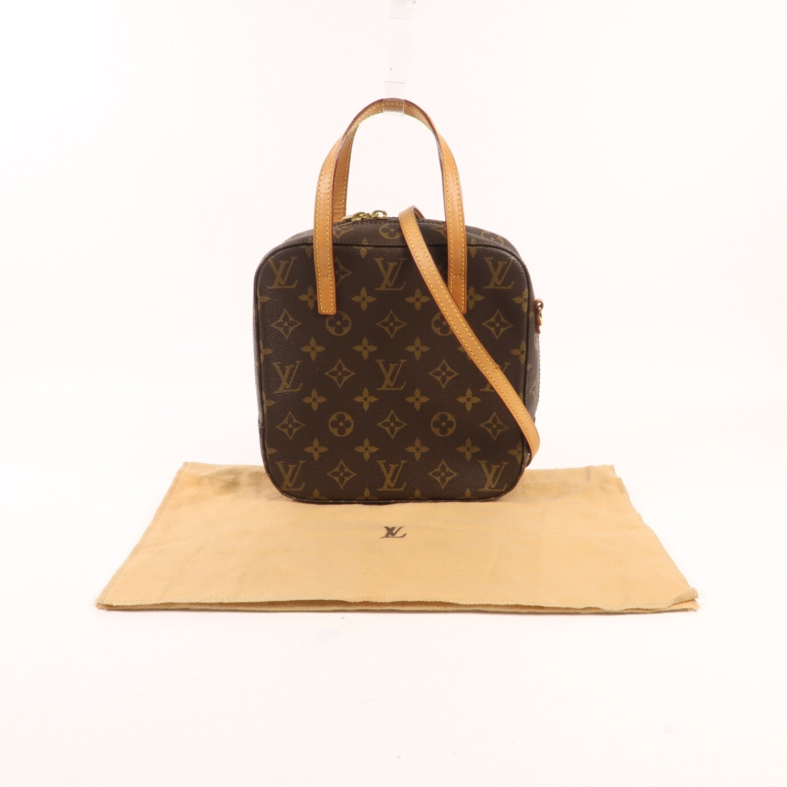 LOUIS VUITTON Monogram Spontini金扣手挽肩背兩用袋棕色