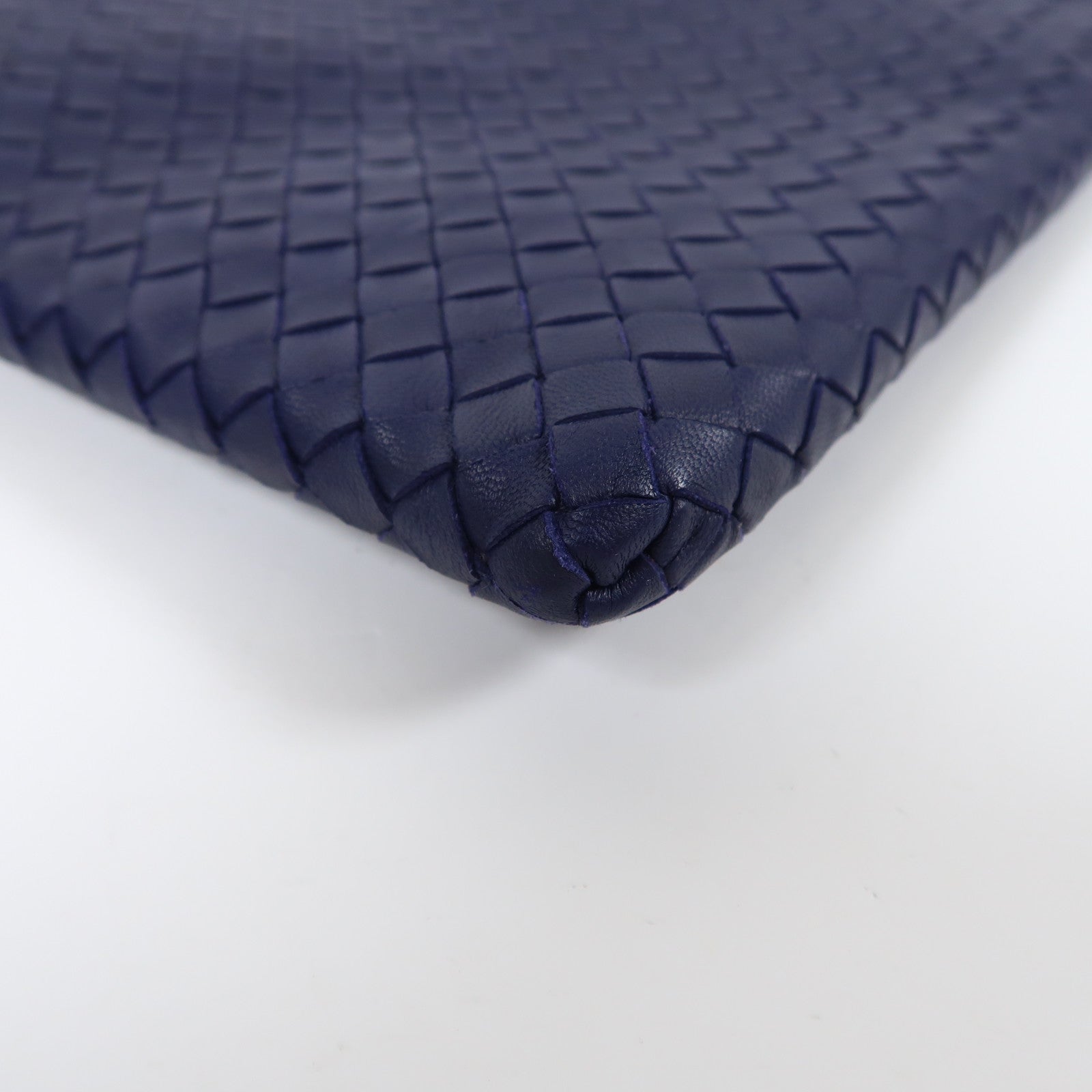 BOTTEGA VENETA 牛皮皮革Clutch Bag銀扣手拿包藍色