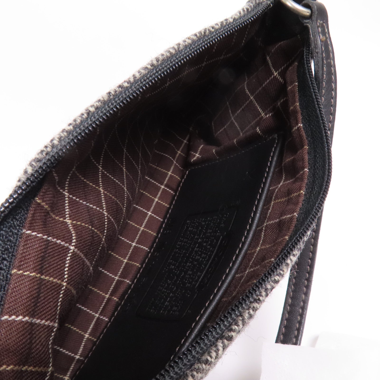 COACH 羊毛/牛皮皮革Hand Bag銀扣手挽袋