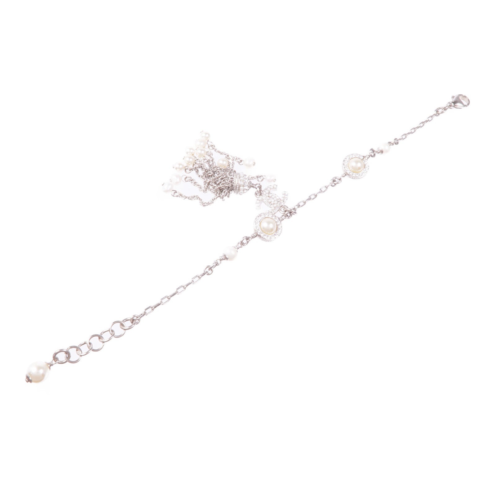 CHANEL CC Bracelet Metal PVC White Silver