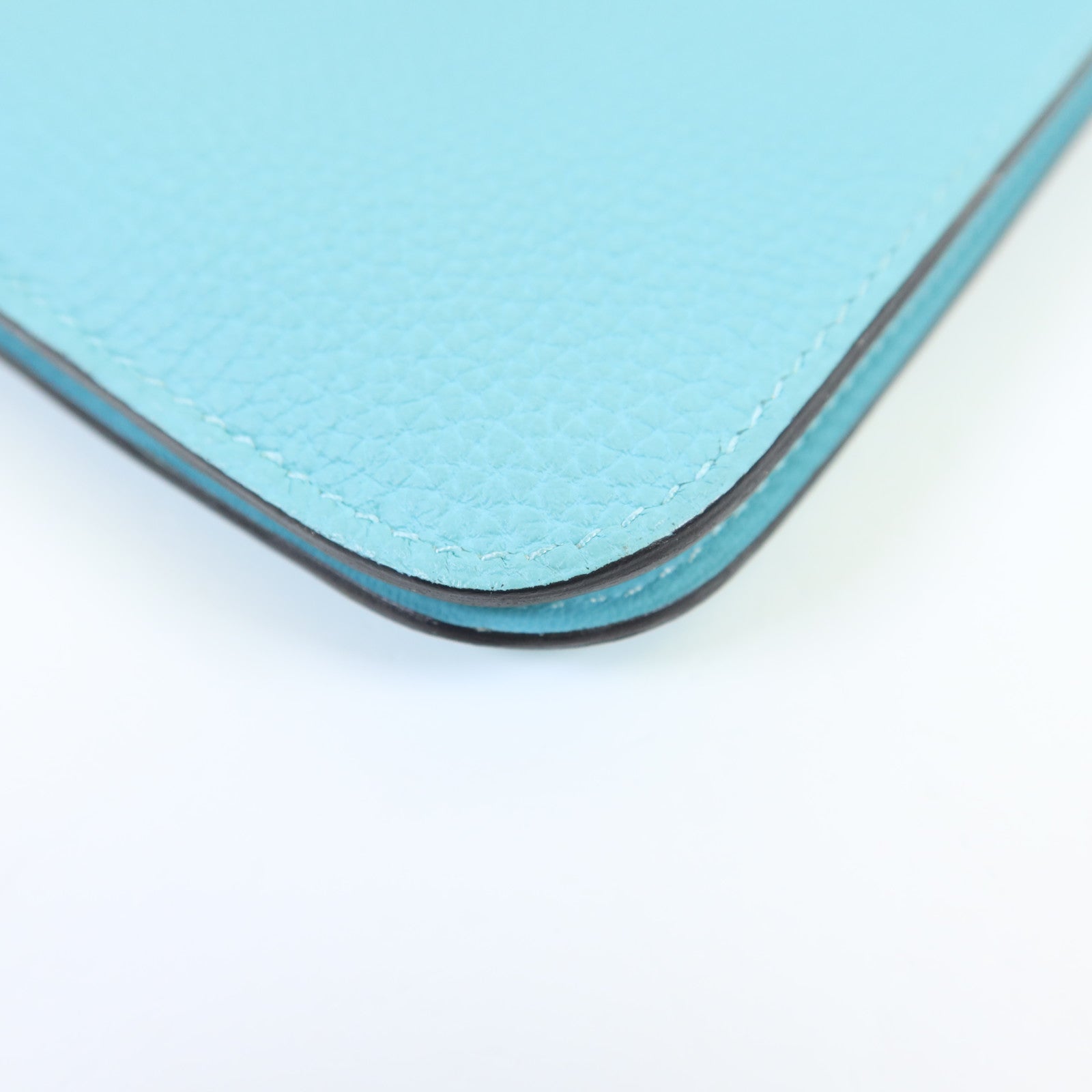 HERMES Clemence皮革Dogon GM金扣長錢包Bleu Atoll