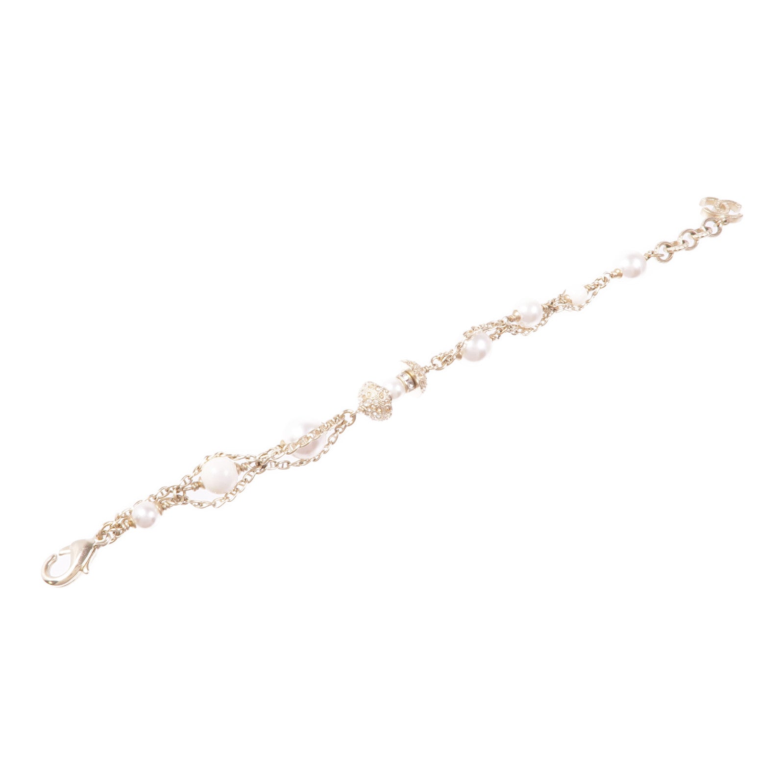 CHANEL CC Bracelet Metal PVC White Silver