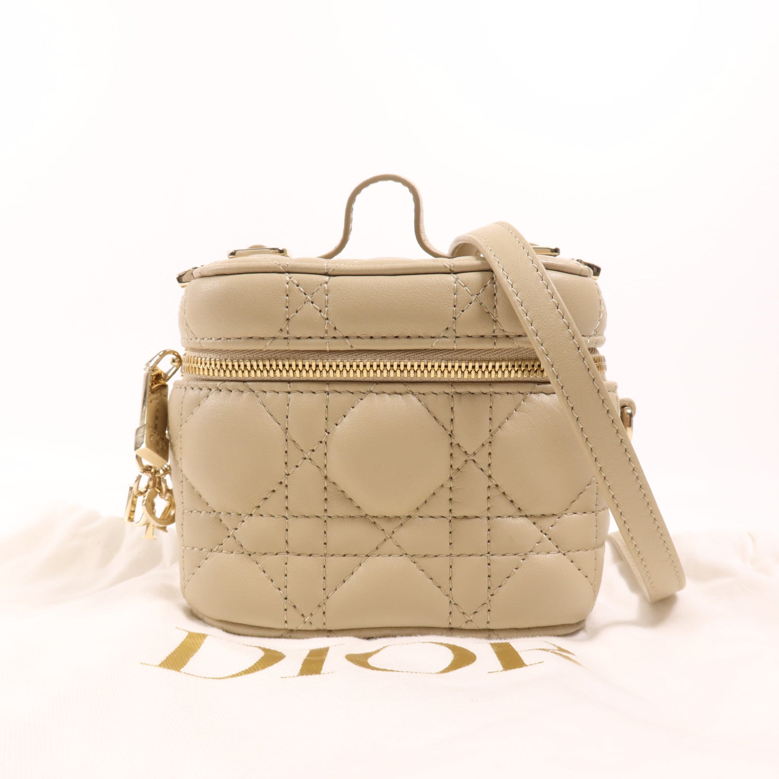 Dior 牛皮皮革Micro Vanity Case金扣手挽肩背兩用袋