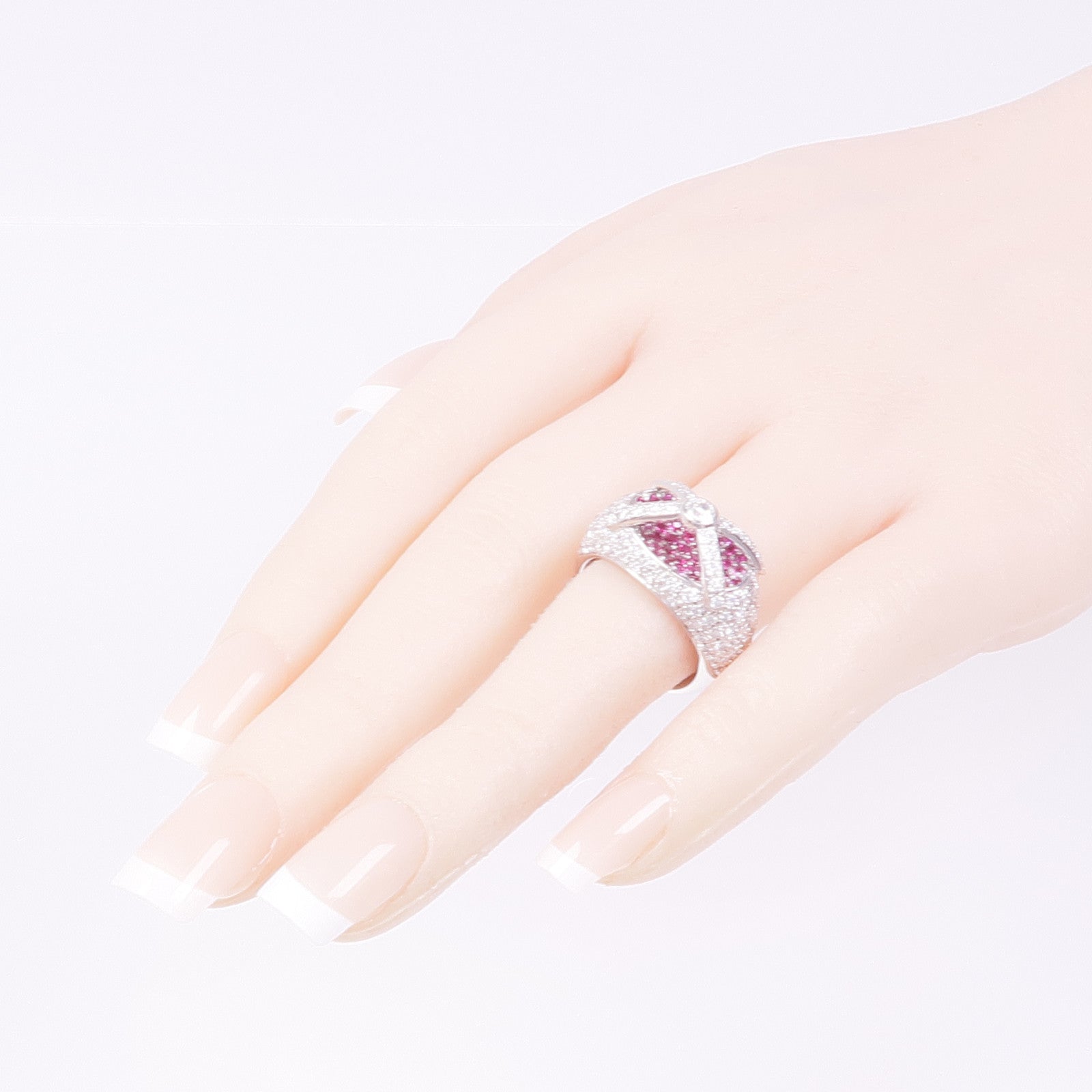 JEWELRY 18K白金Ruby Diamond Ring紅寶石/鑽石戒指US#6.25