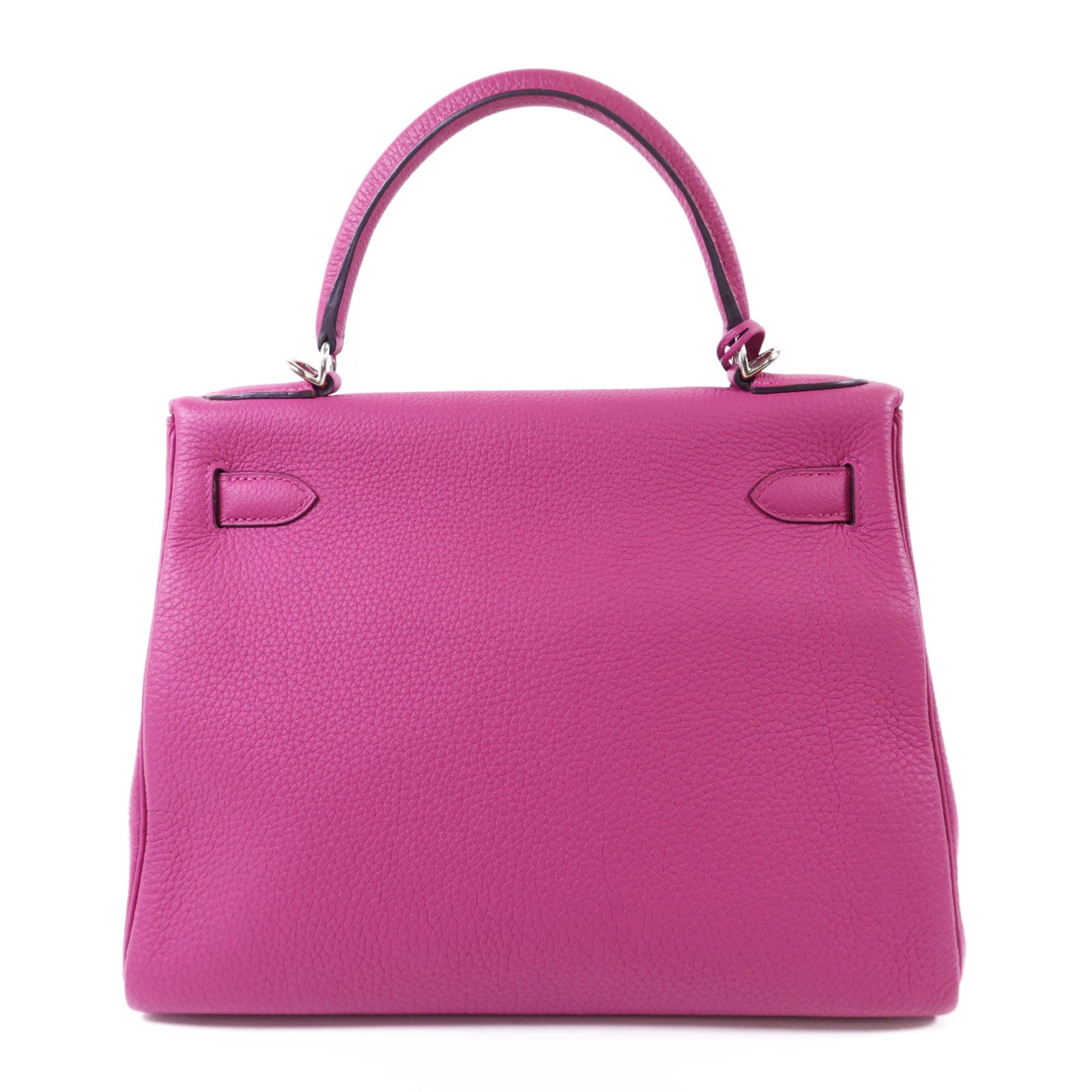 HERMES Togo皮革Kelly 28銀扣手挽肩背兩用袋Rose Pourpre