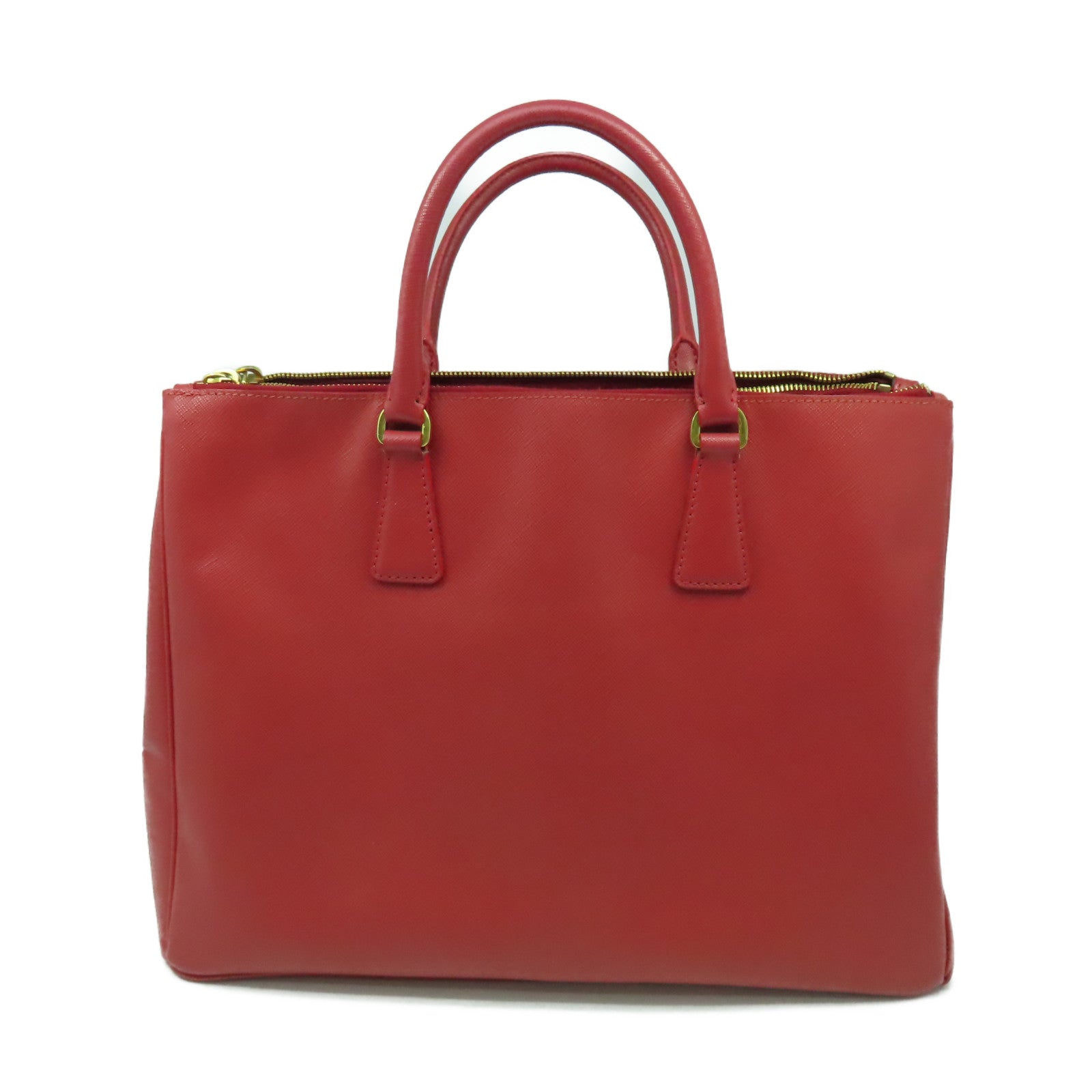 PRADA 【激減優惠】Saffiano皮革Hand Bag金扣手挽袋紅色