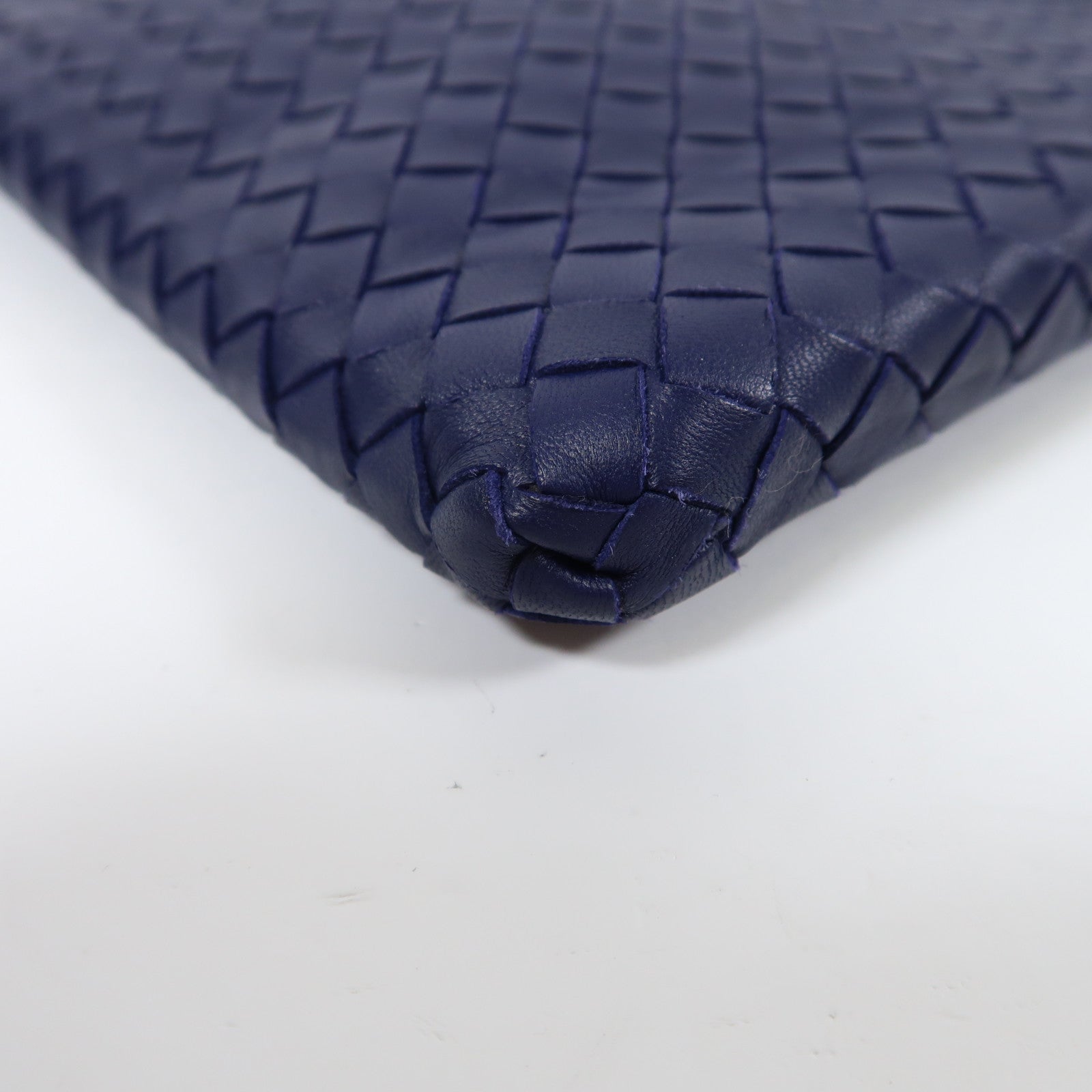BOTTEGA VENETA 牛皮皮革Clutch Bag銀扣手拿包藍色