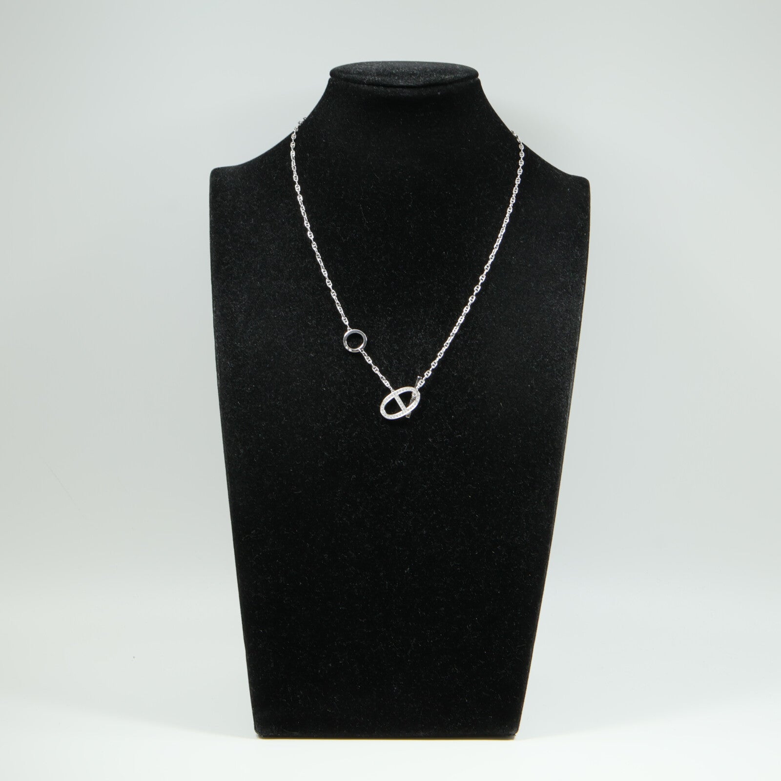 HERMES 18K白金Chaine d'ancre Contour Pendant鑽石項鍊
