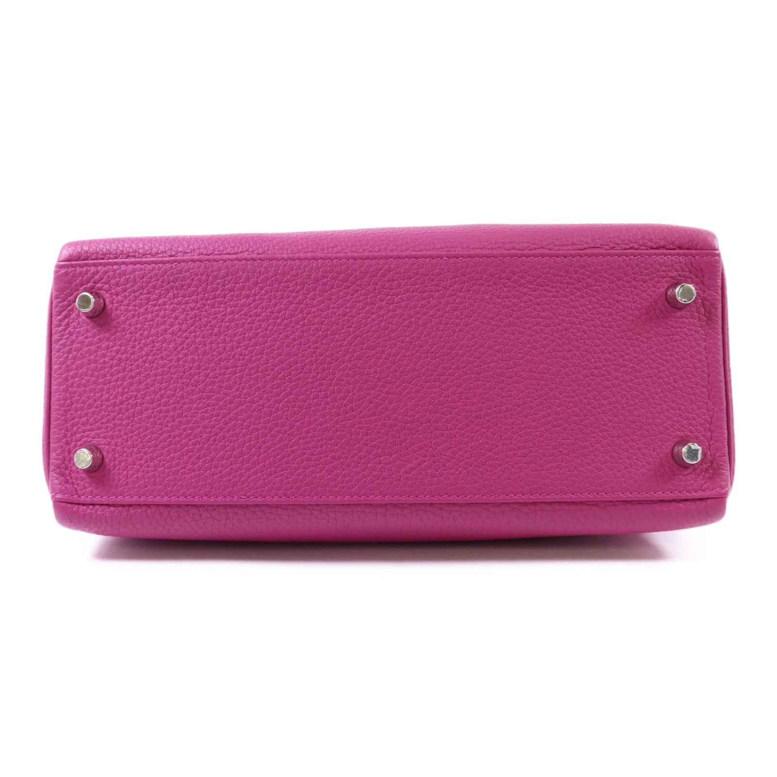 HERMES Togo皮革Kelly 28銀扣手挽肩背兩用袋Rose Pourpre
