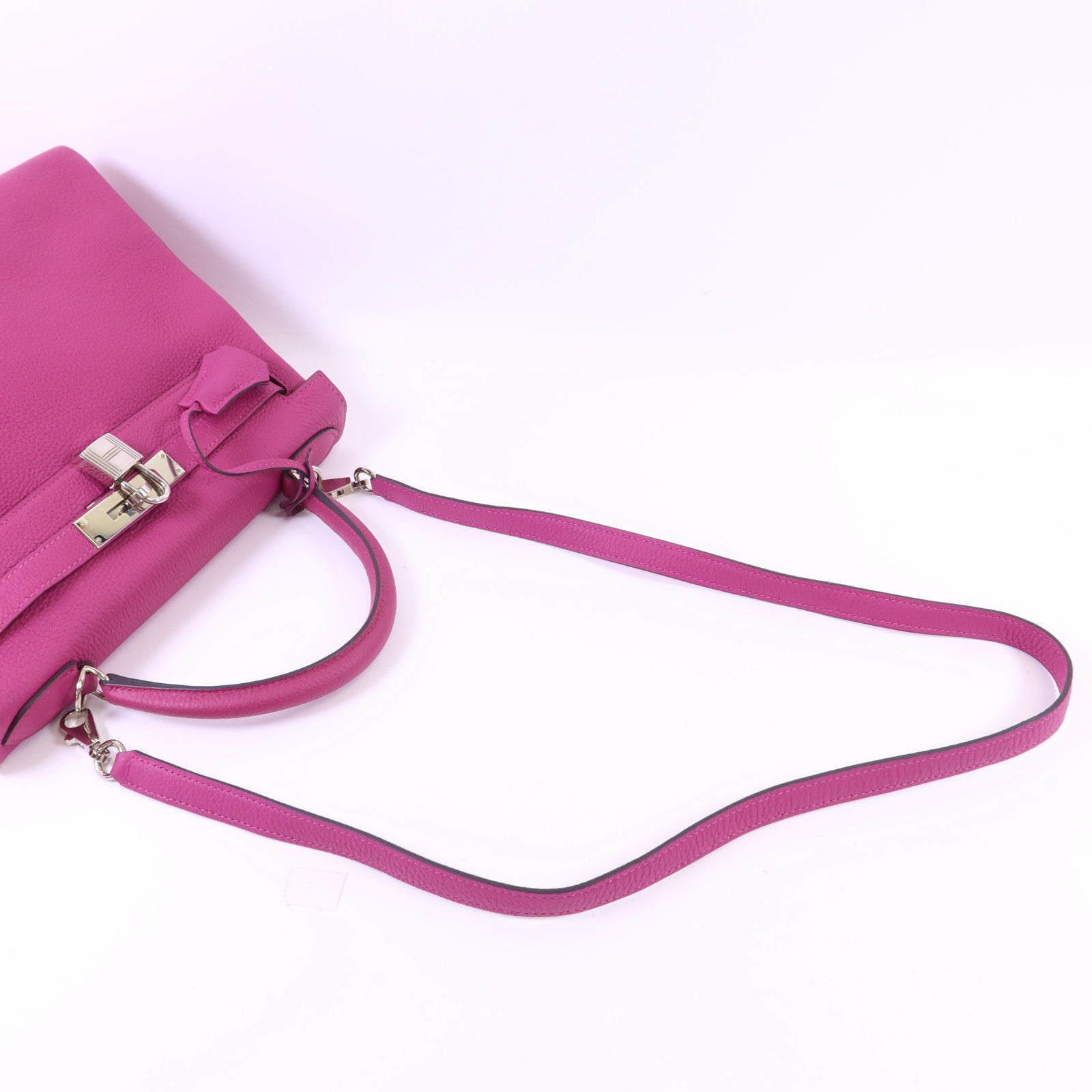 HERMES Togo皮革Kelly 28銀扣手挽肩背兩用袋Rose Pourpre
