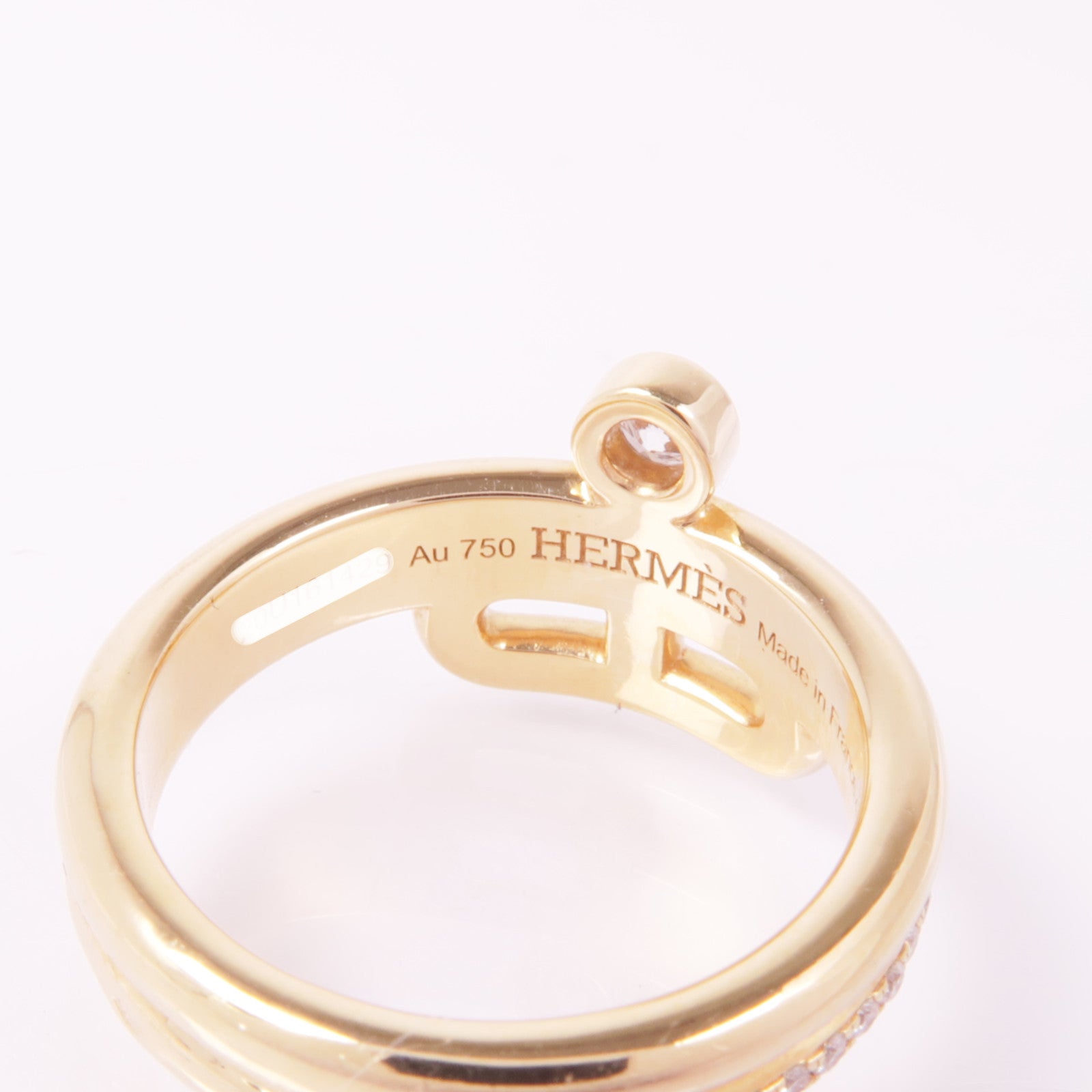 HERMES 【激減優惠】18K玫瑰金Link D'Hermes鑽石戒指Hermes#49/US#4.75