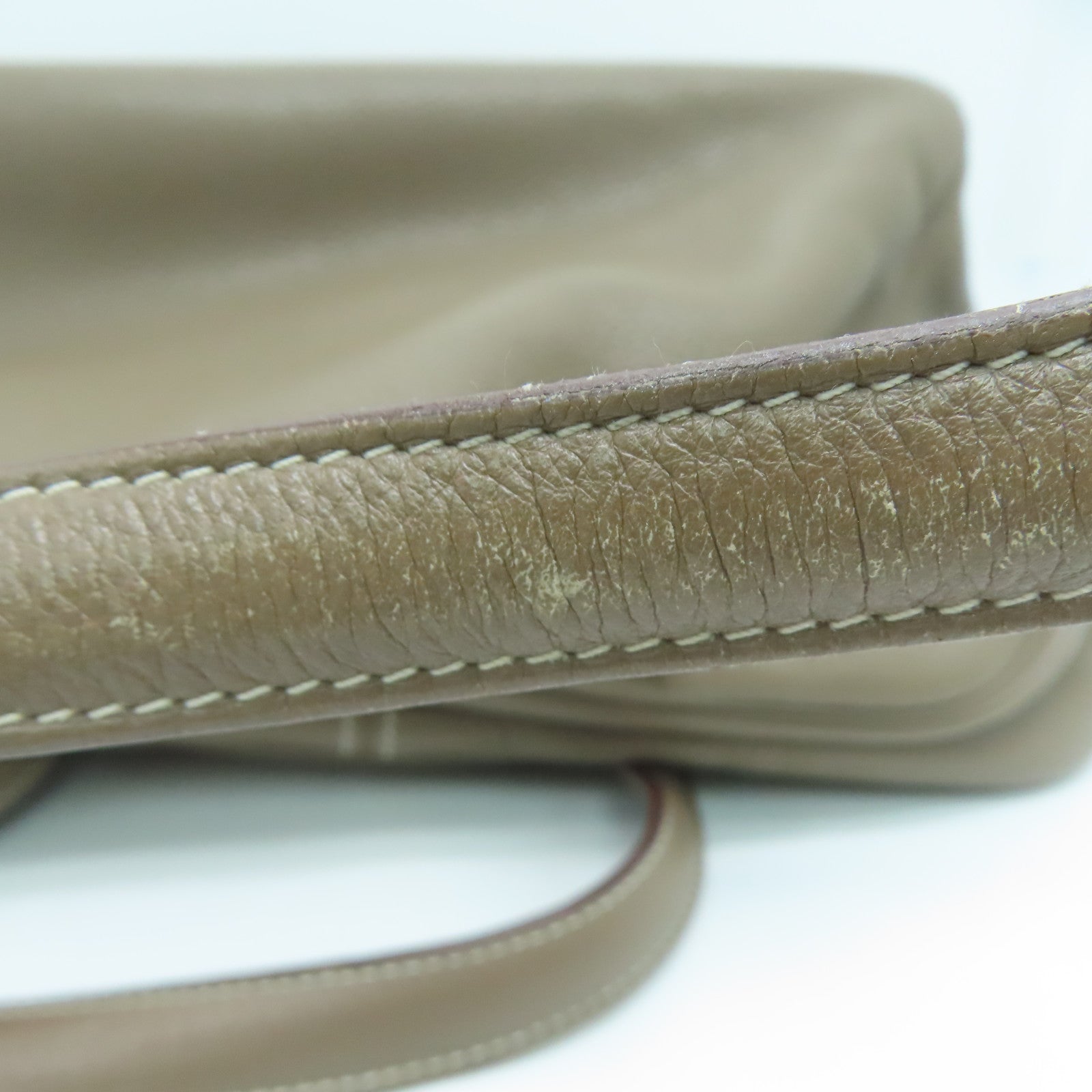 HERMES Clemence Leather Victolia Hand Bag Silver Buckle Hand Bag Elephant Gray
