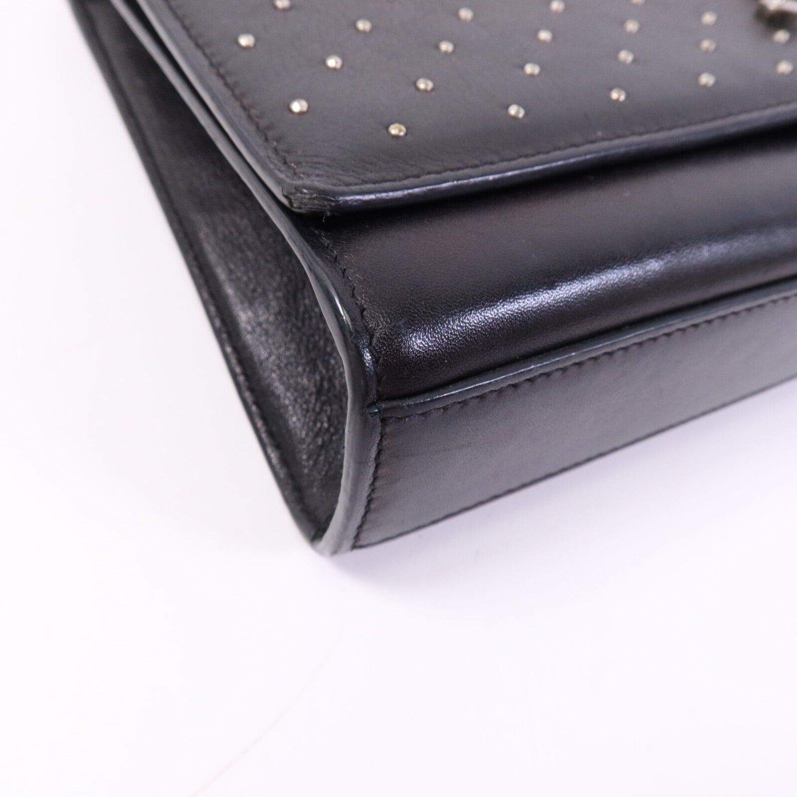 SAINT LAURENT 牛皮皮革Chain Shoulder Bag銀扣鏈帶肩背袋