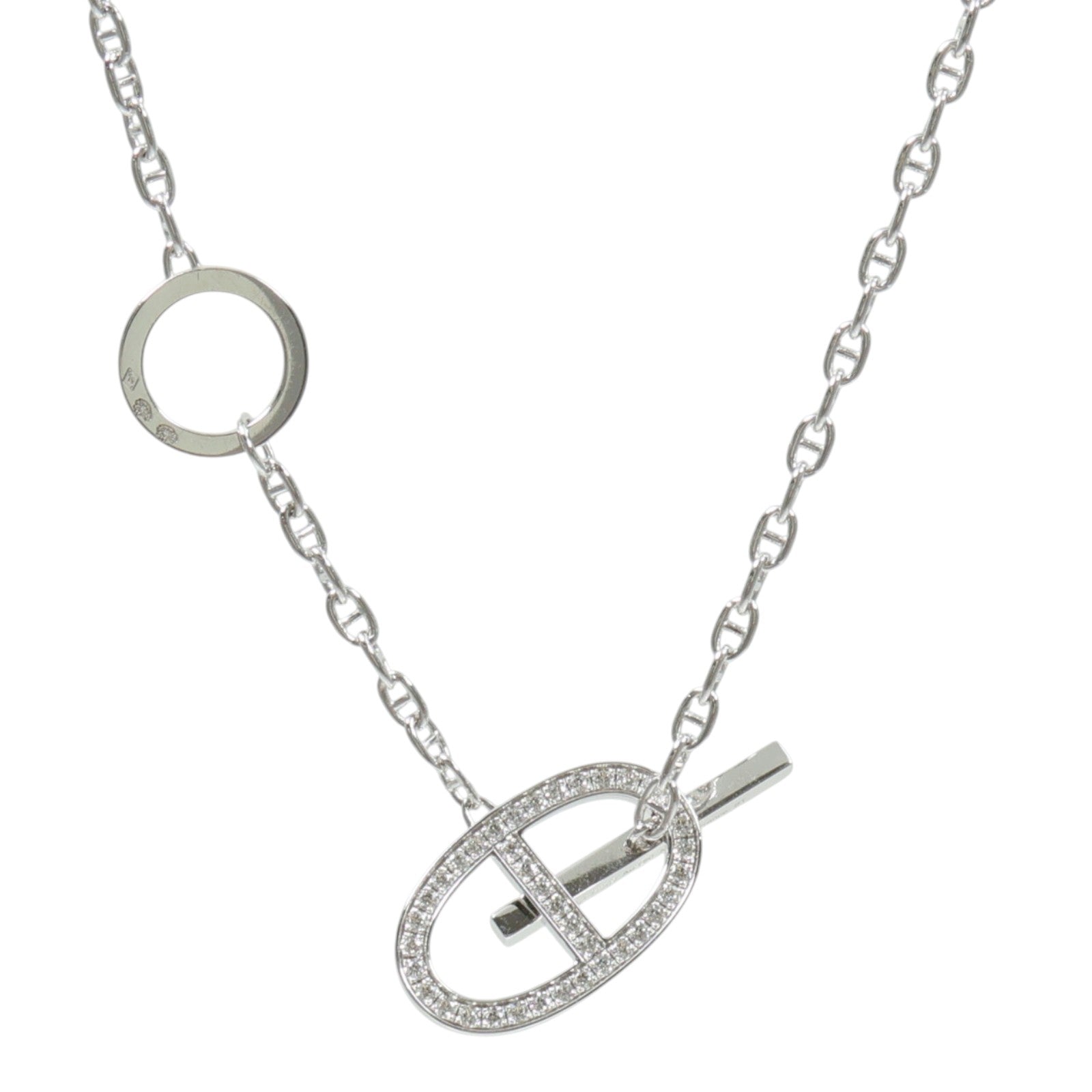HERMES 18K白金Chaine d'ancre Contour Pendant鑽石項鍊