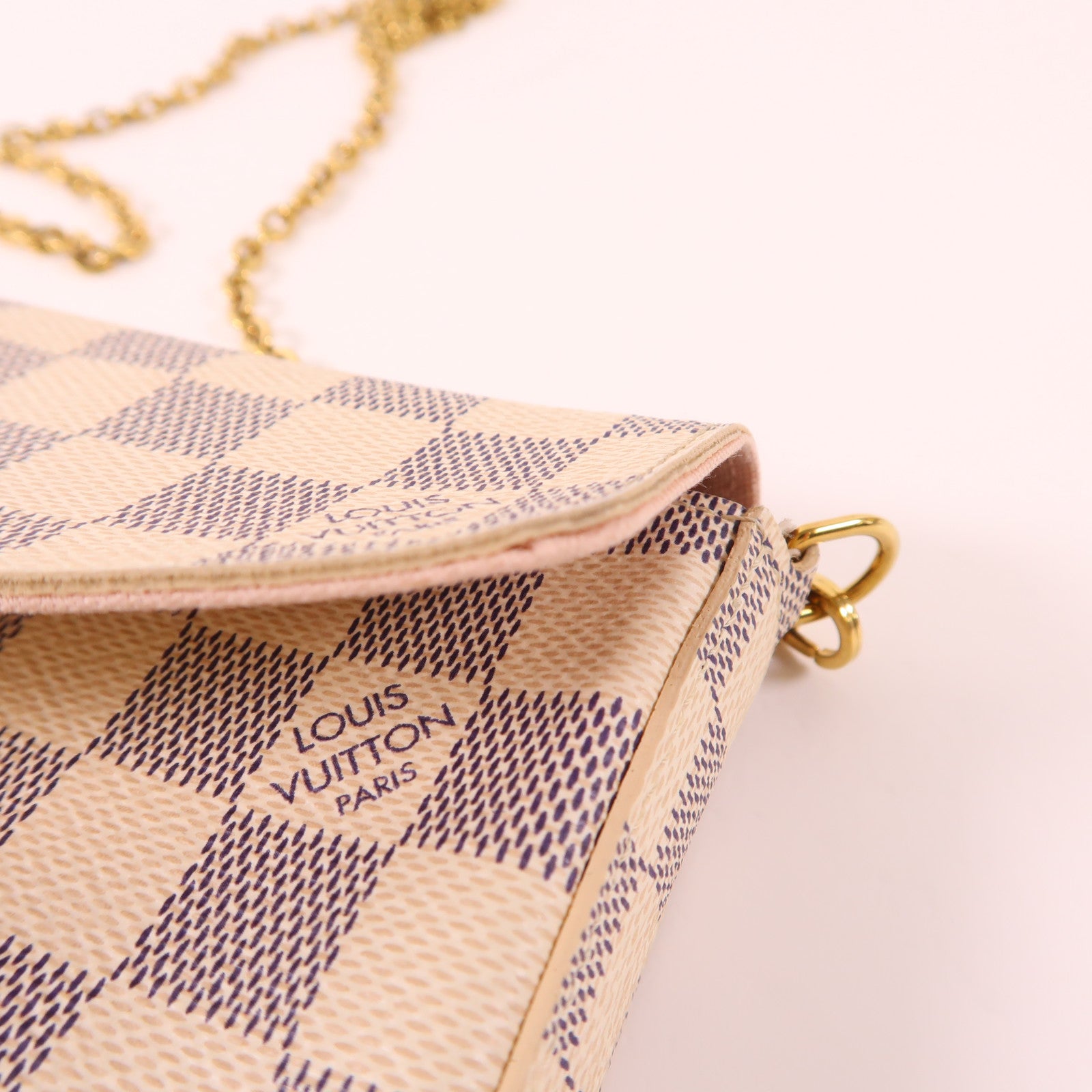 LOUIS VUITTON Damier Azur Pochette Felicie金扣肩背袋